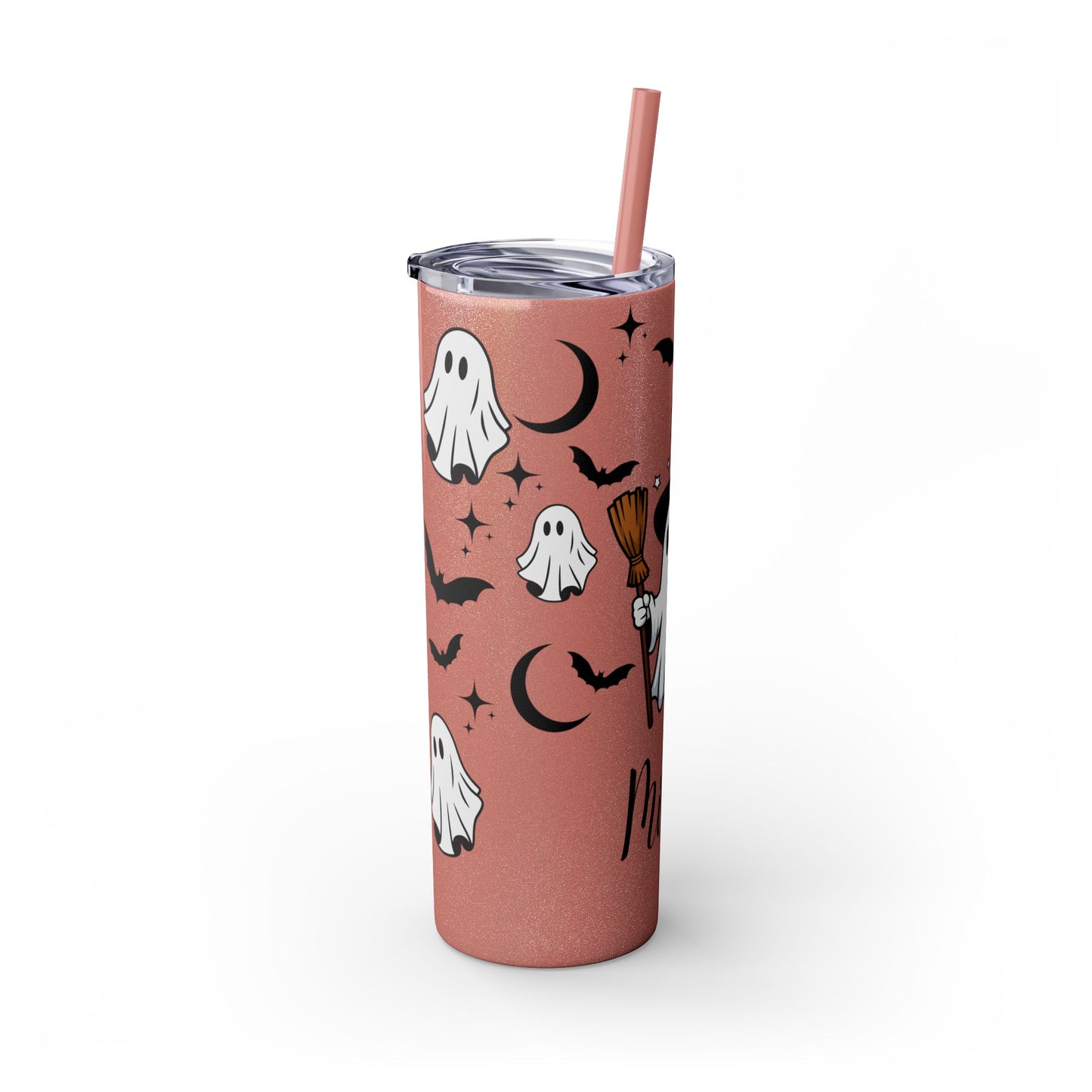 Personalized Ghost Tumbler, 20oz Halloween Skinny Tumbler with Straw, Cute Halloween Gift, Custom Drinkware for Fall Celebrations