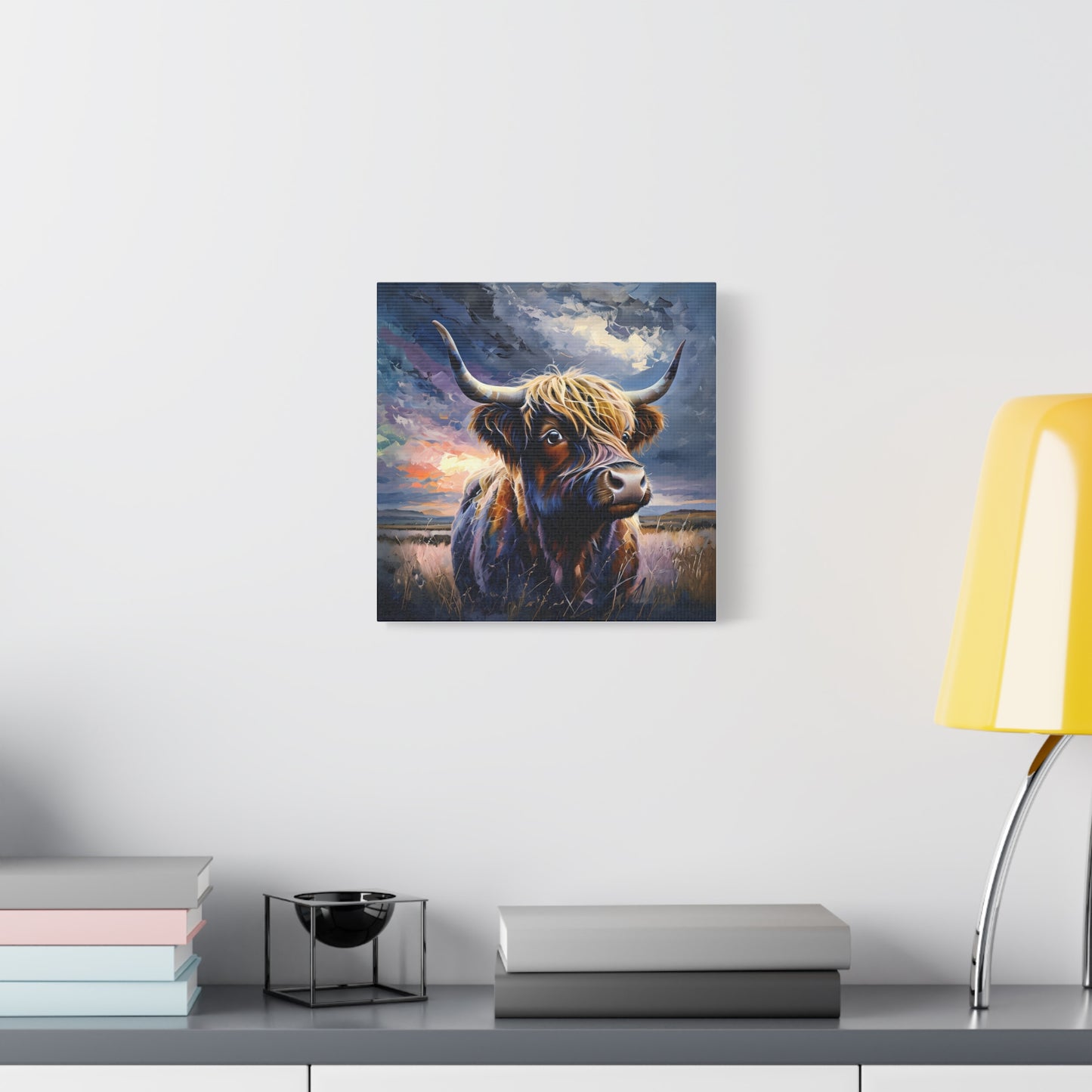 Canvas Print - Highland Cow on the plains
