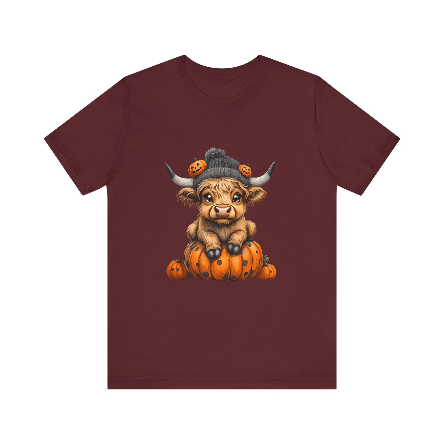 Adorable Halloween Cow T-Shirt, Cute Fall Tee, Pumpkin Farm Shirt, Gift for Animal Lovers, Unisex Halloween Jersey Tee