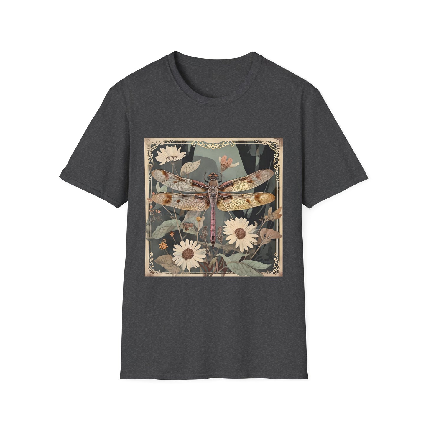 Nature-Inspired Unisex T-Shirt, Vintage Dragonfly & Floral Design, Eco-Friendly Gift, Boho Style, Perfect for Nature Lovers