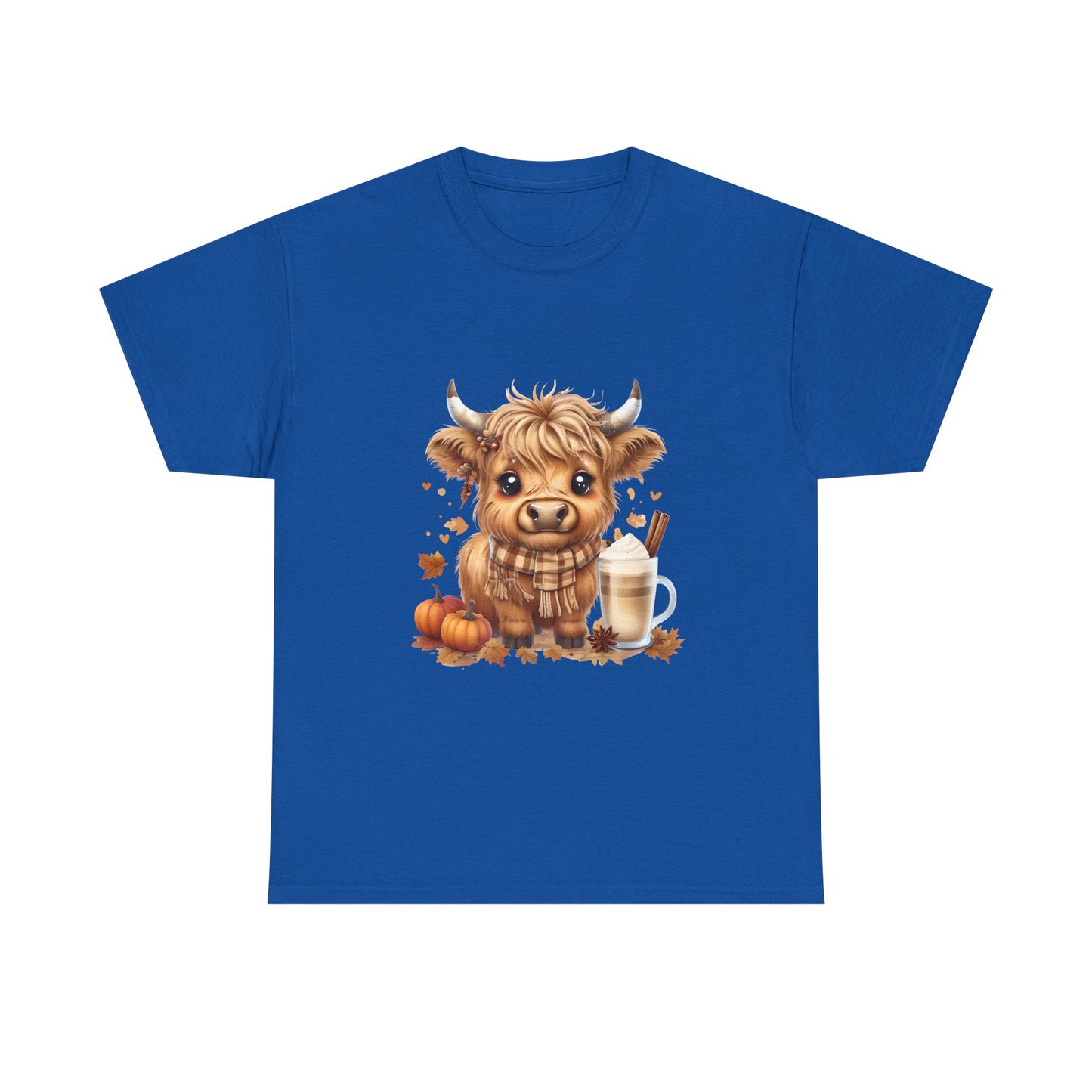 Cute Fall Harvest Cow Tee, Unisex Heavy Cotton T-Shirt, Autumn Shirt, Halloween Gift, Farm Animal Top, Cozy Seasonal Apparel