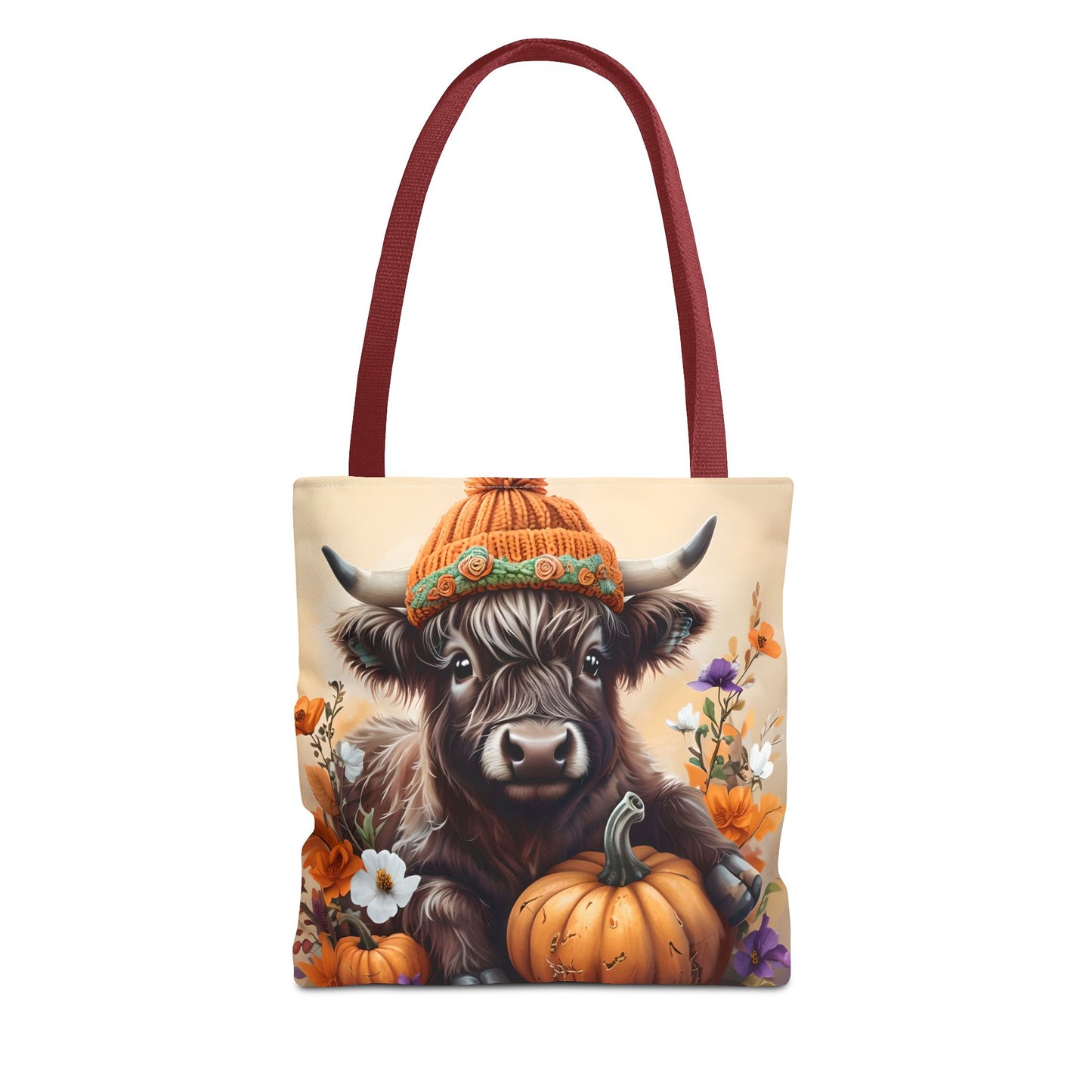 Autumn Cow Tote Bag, Fall Harvest Bag, Pumpkin Lover's Gift, Farmhouse Decor Accessories, Seasonal Shopping Tote, AOP Tote Bag