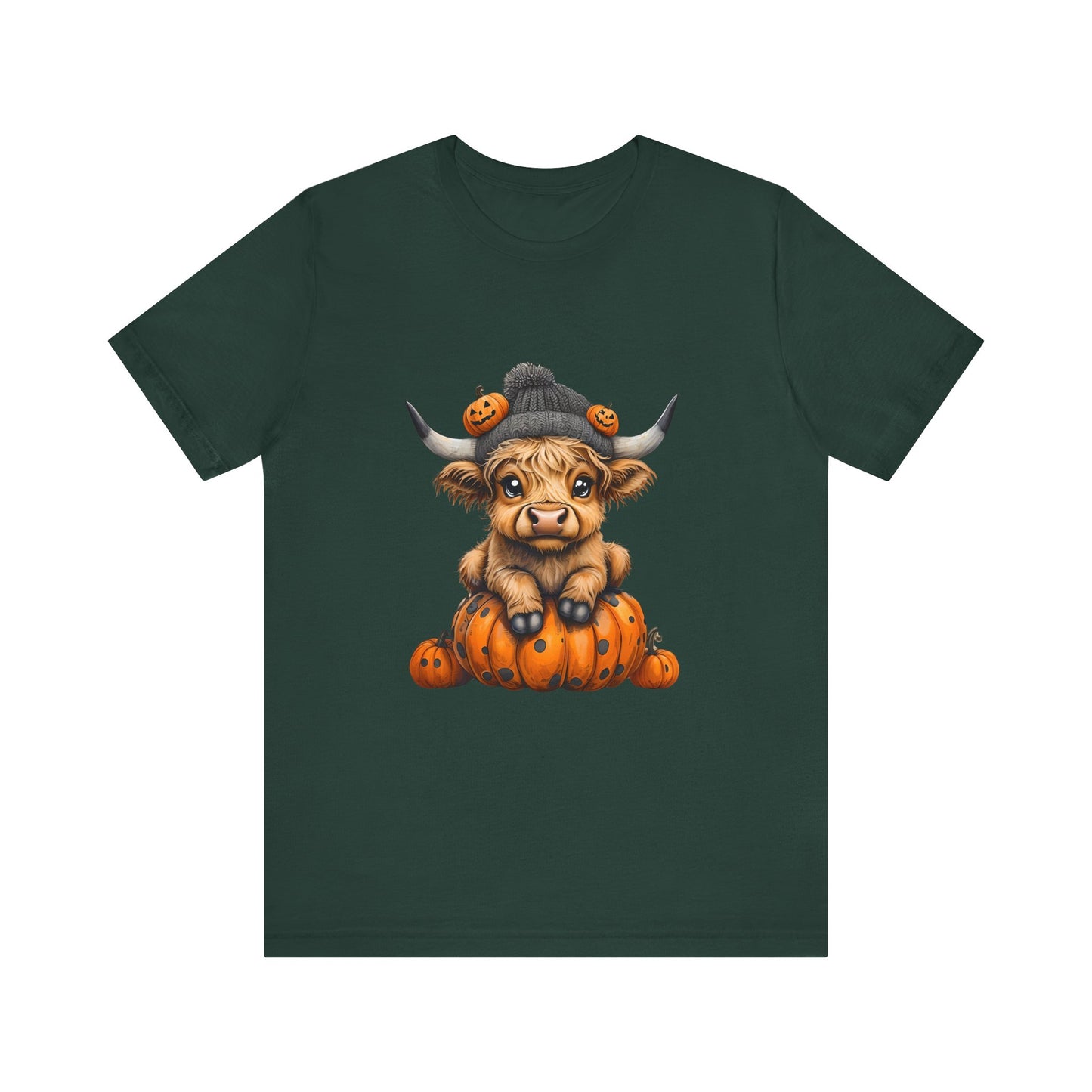 Adorable Halloween Cow T-Shirt, Cute Fall Tee, Pumpkin Farm Shirt, Gift for Animal Lovers, Unisex Halloween Jersey Tee