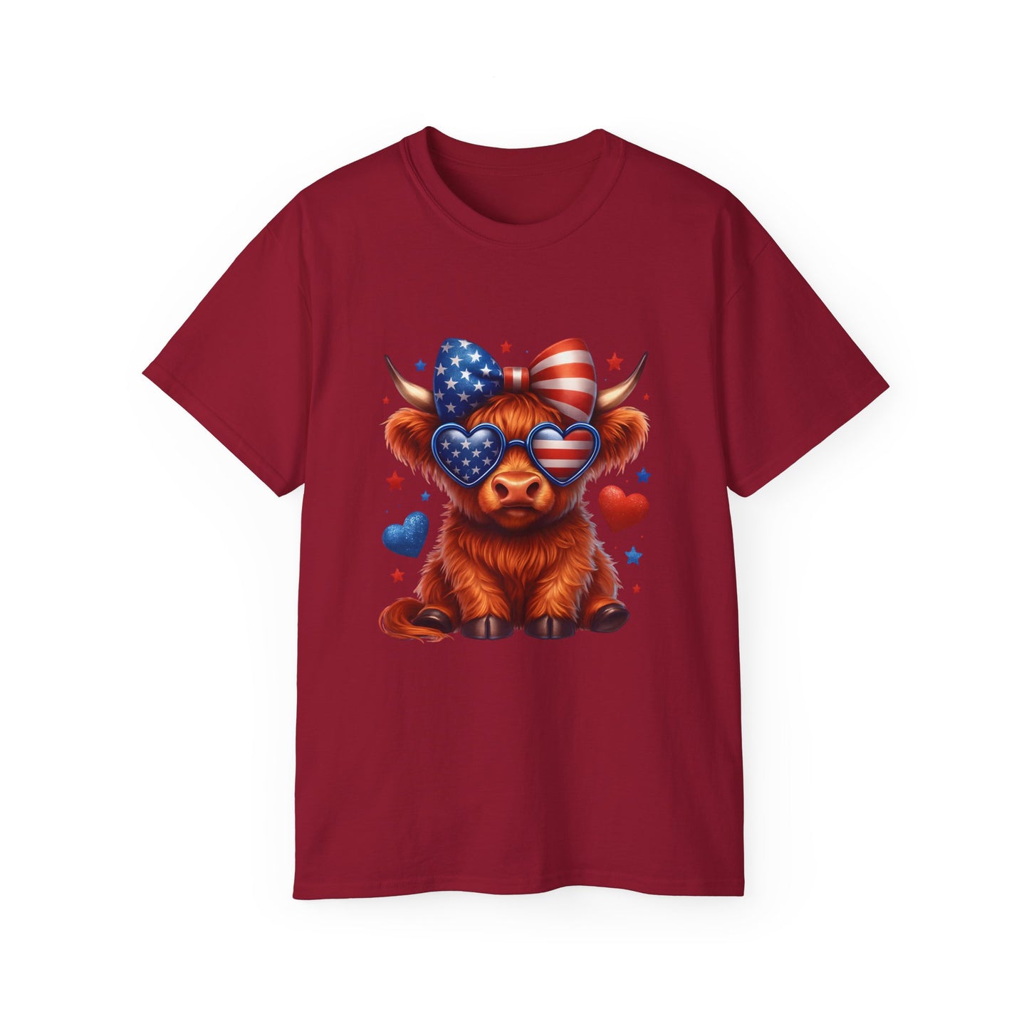 Highland Cow Patriotic Tee