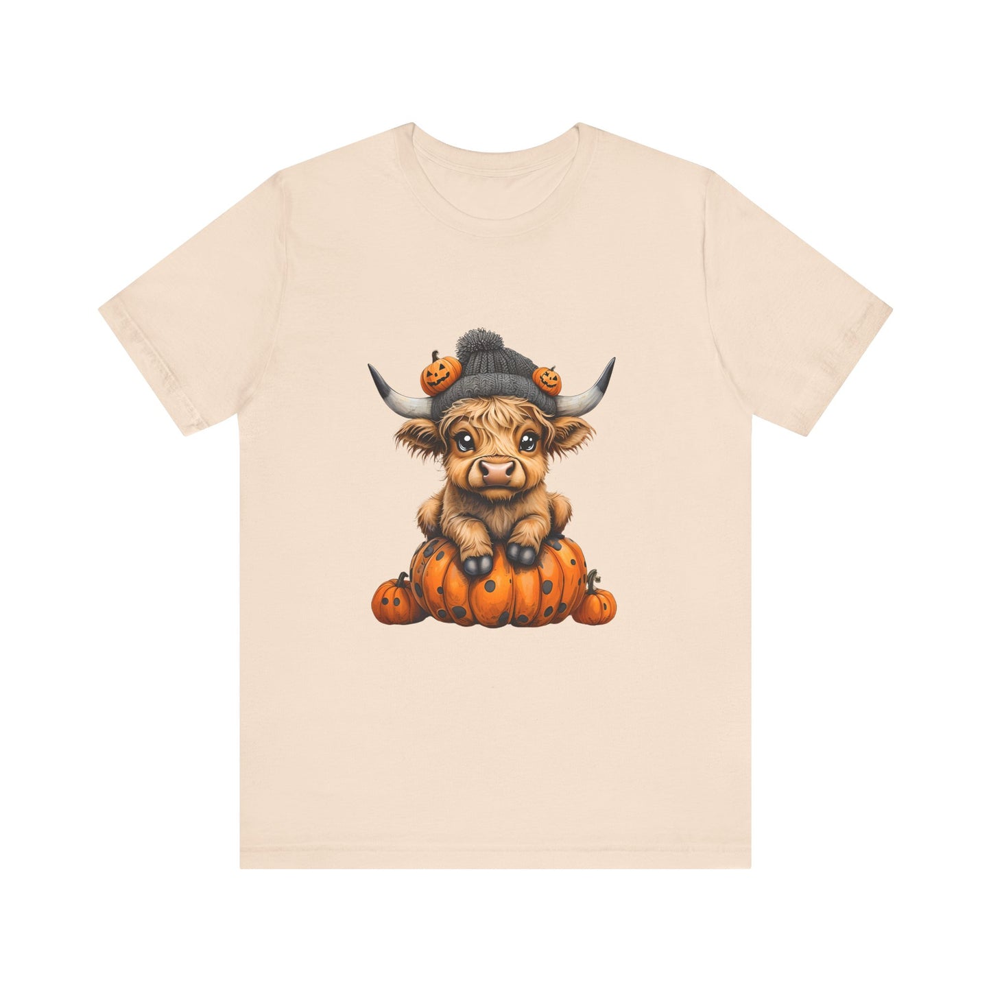 Adorable Halloween Cow T-Shirt, Cute Fall Tee, Pumpkin Farm Shirt, Gift for Animal Lovers, Unisex Halloween Jersey Tee