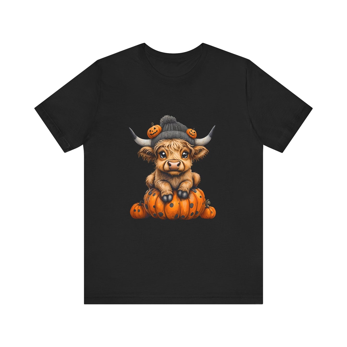 Adorable Halloween Cow T-Shirt, Cute Fall Tee, Pumpkin Farm Shirt, Gift for Animal Lovers, Unisex Halloween Jersey Tee