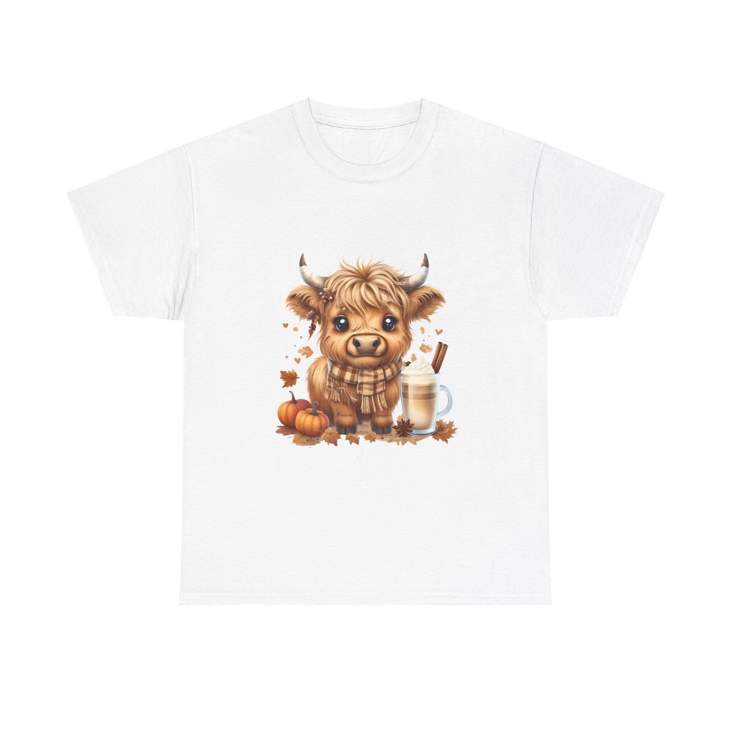 Cute Fall Harvest Cow Tee, Unisex Heavy Cotton T-Shirt, Autumn Shirt, Halloween Gift, Farm Animal Top, Cozy Seasonal Apparel