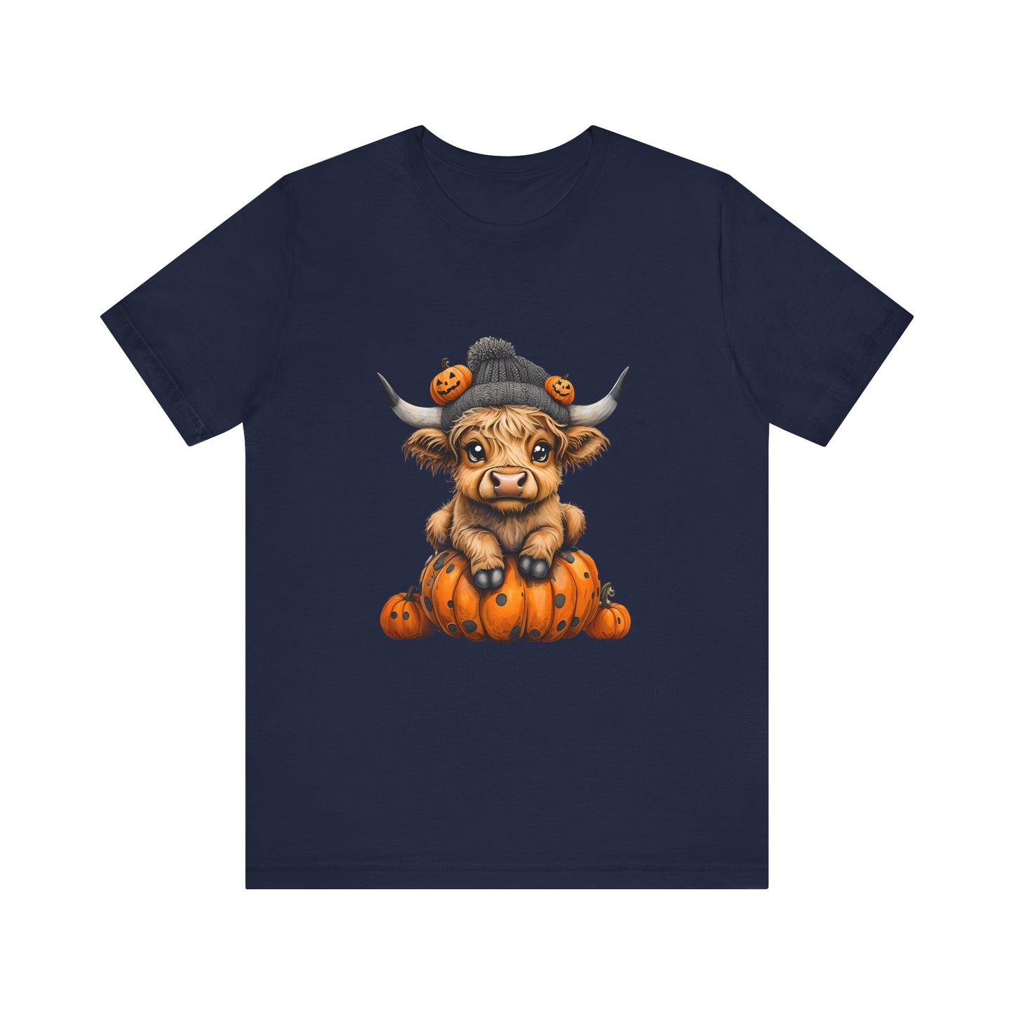Adorable Halloween Cow T-Shirt, Cute Fall Tee, Pumpkin Farm Shirt, Gift for Animal Lovers, Unisex Halloween Jersey Tee