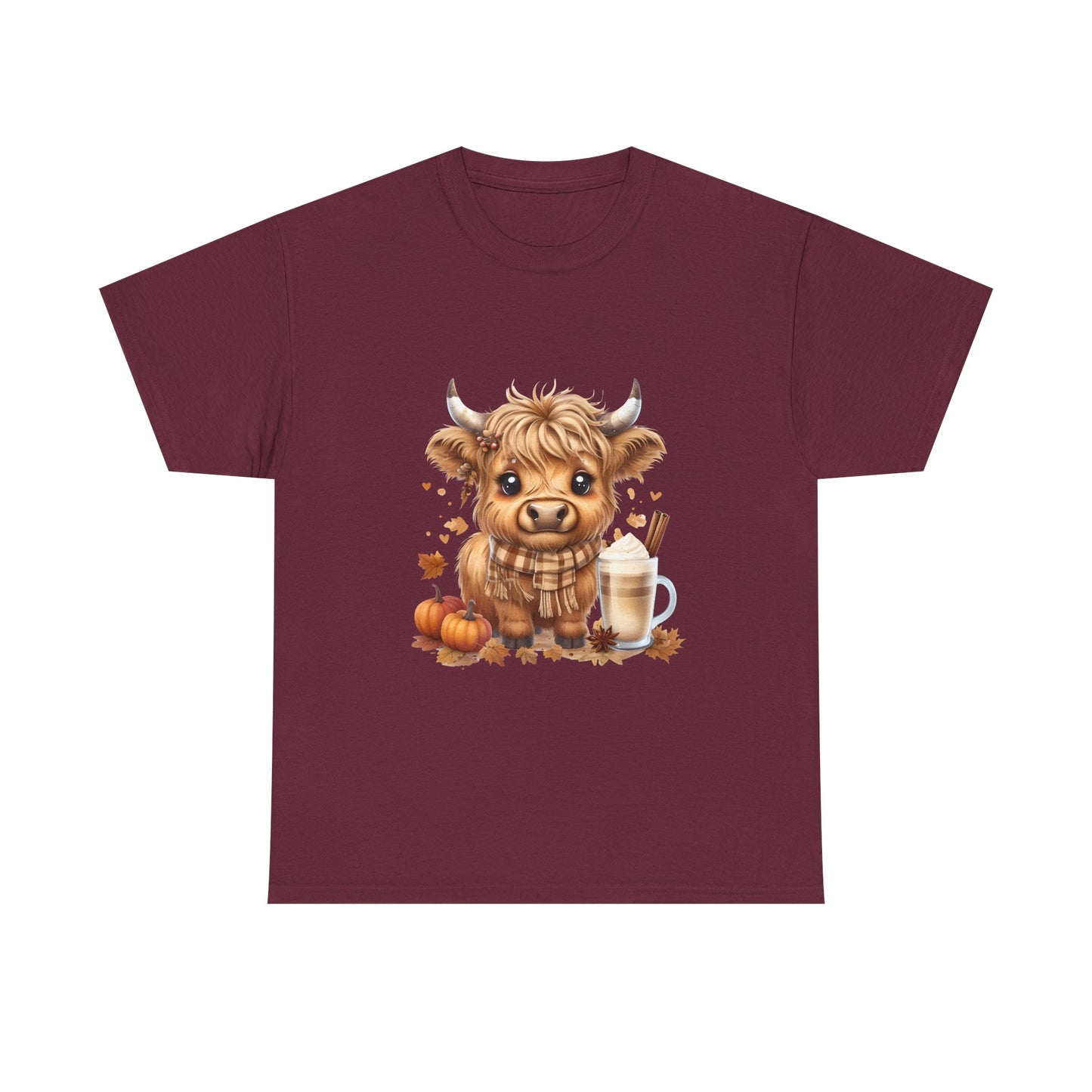 Cute Fall Harvest Cow Tee, Unisex Heavy Cotton T-Shirt, Autumn Shirt, Halloween Gift, Farm Animal Top, Cozy Seasonal Apparel