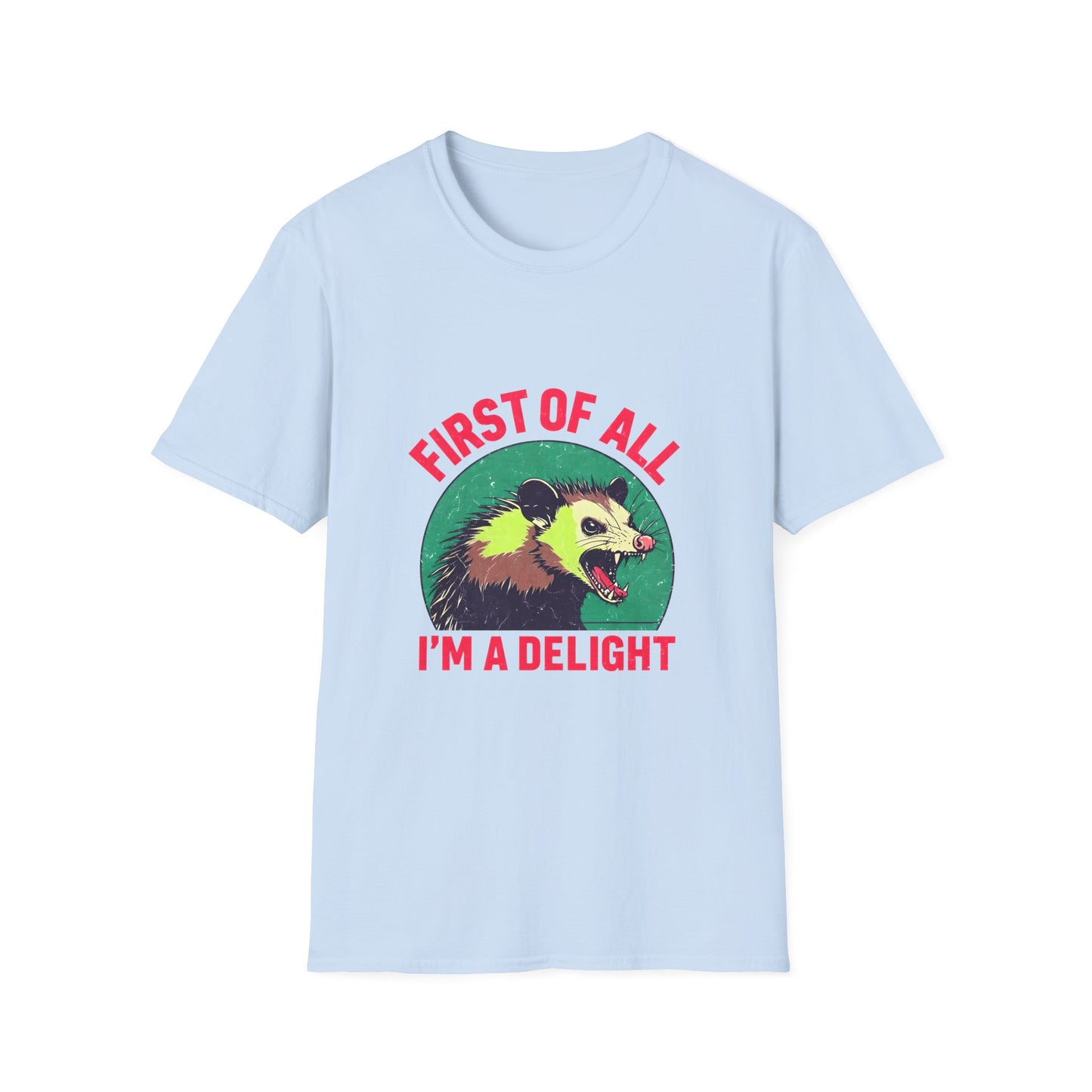 Playful Opossum T-Shirt, Fun Graphic Tee, Funny Animal Shirt, Unisex Softstyle Tee, Unique Gift Idea, Casual Wear