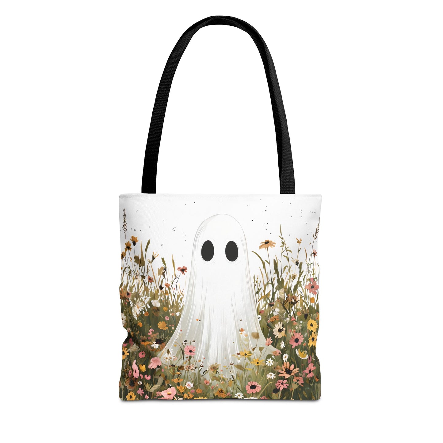 Ghostly Floral Tote Bag, Cute Tote, Halloween Bag, Eco-Friendly Tote, Everyday Use, Gift for Friends, Garden Lovers