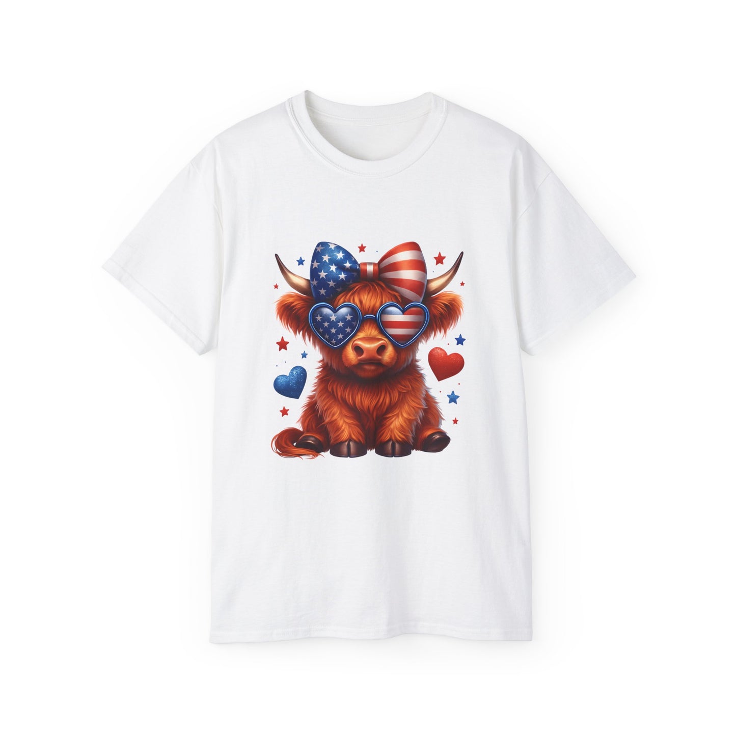 Highland Cow Patriotic Tee