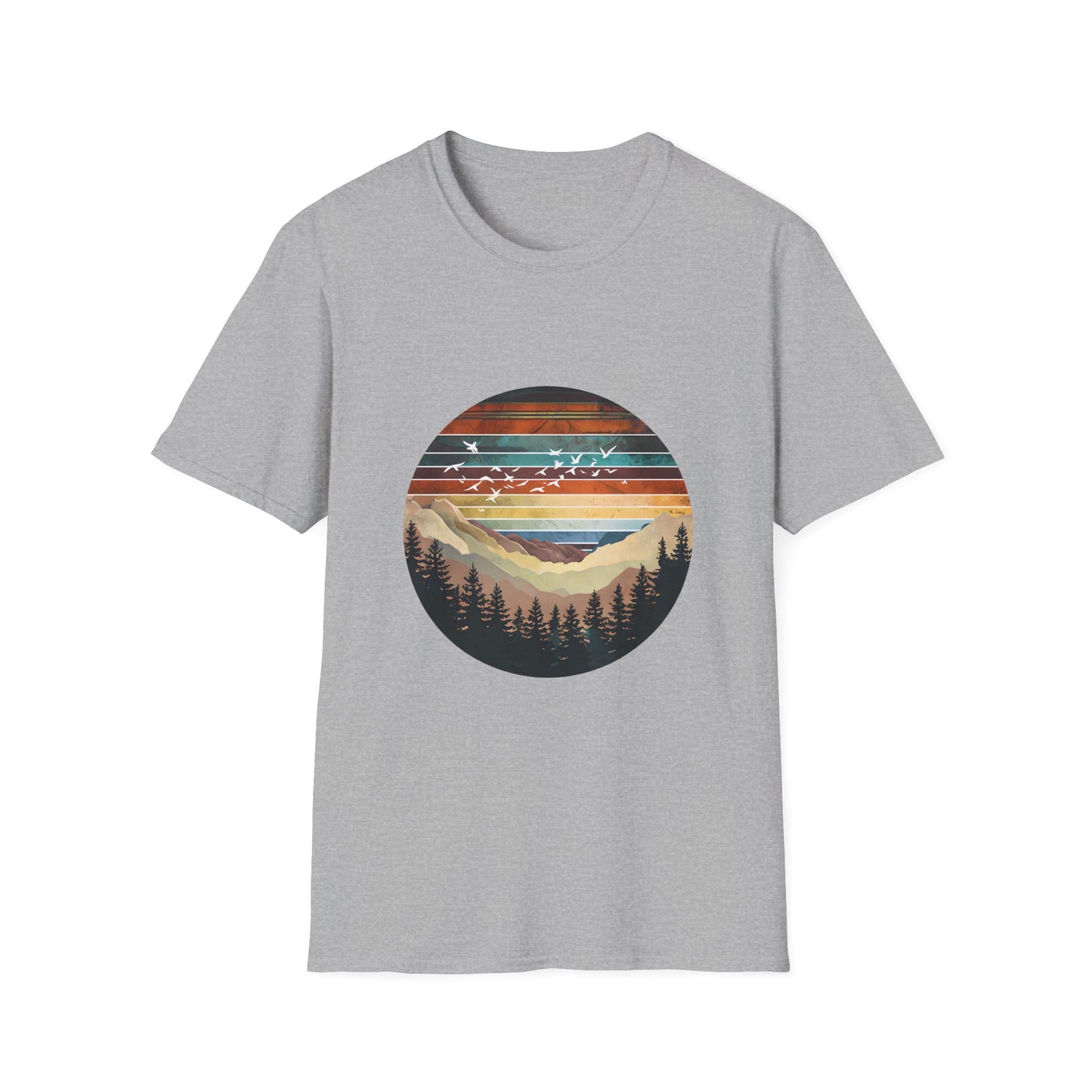 Mountain Sunset Unisex T-Shirt, Nature Lover Gift, Outdoor Adventure Tee, Summer Camp Wear, Eco-friendly Apparel, Travel Shirt