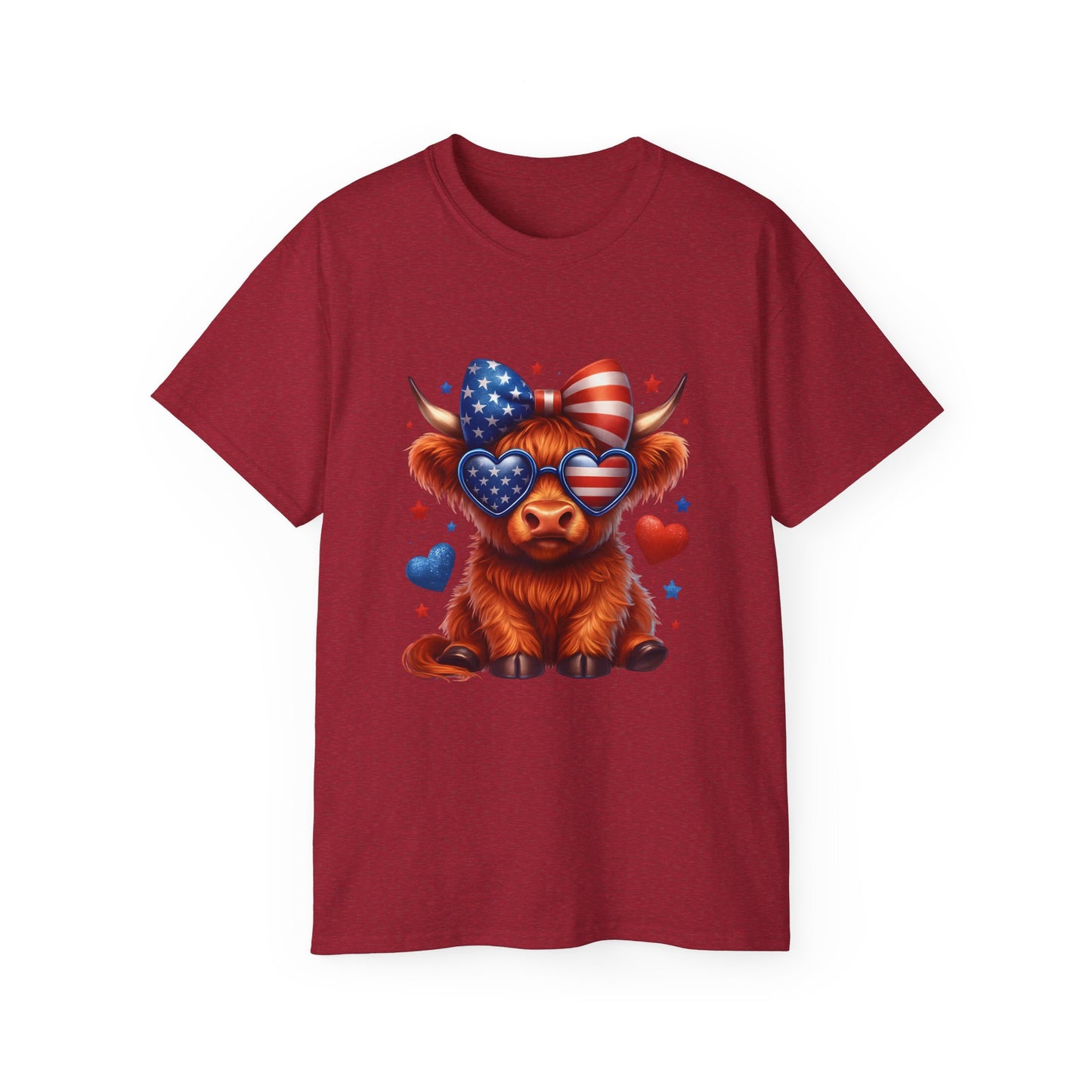 Highland Cow Patriotic Tee
