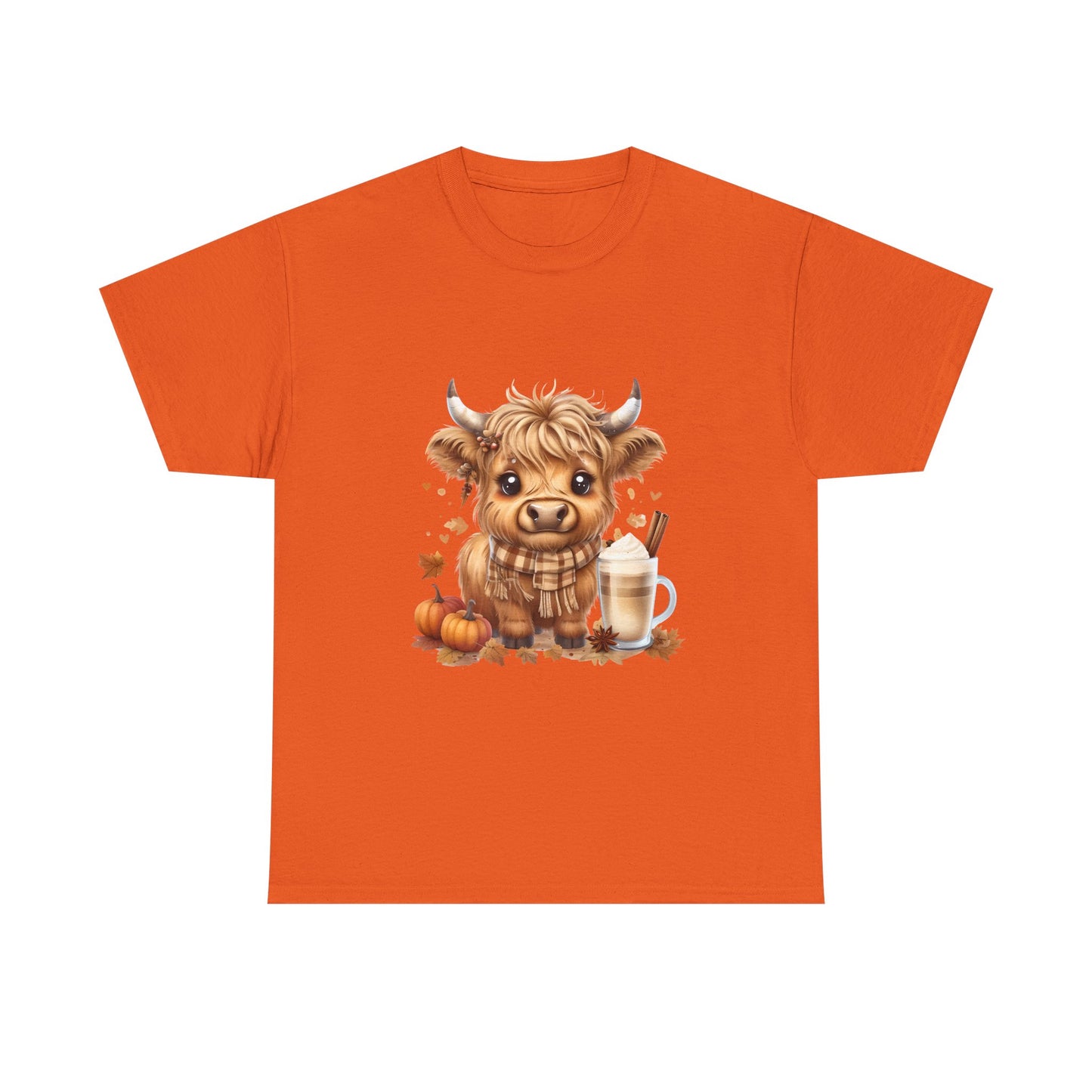 Cute Fall Harvest Cow Tee, Unisex Heavy Cotton T-Shirt, Autumn Shirt, Halloween Gift, Farm Animal Top, Cozy Seasonal Apparel