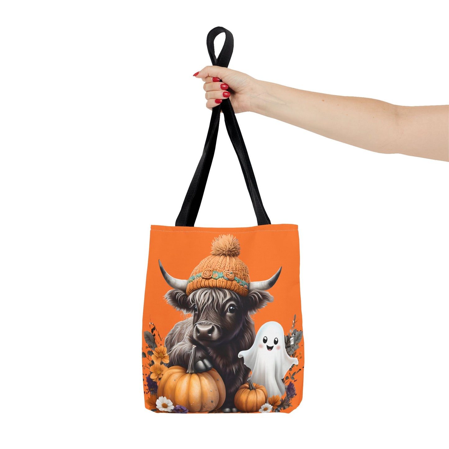 Halloween Cow Ghost Tote Bag, Cute Fall Canvas, Pumpkin Lover's Bag, Trick or Treat, Autumn Decor, Unique Gift Idea