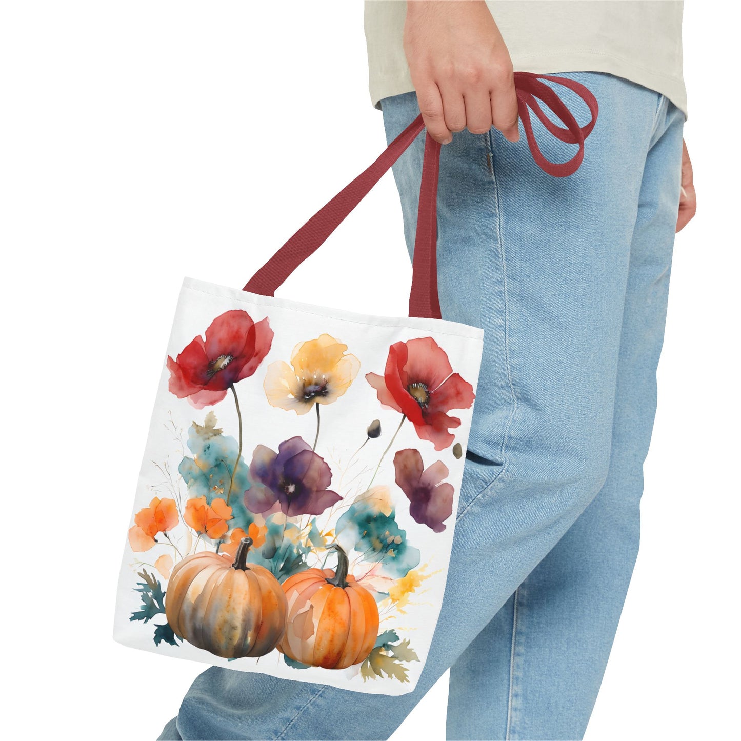 Autumn Floral Tote Bag, Fall Shopper, Flower Gift Bag, Eco-Friendly Carryall, Seasonal Market Tote - Perfect for Thanksgiving & Everyday Use