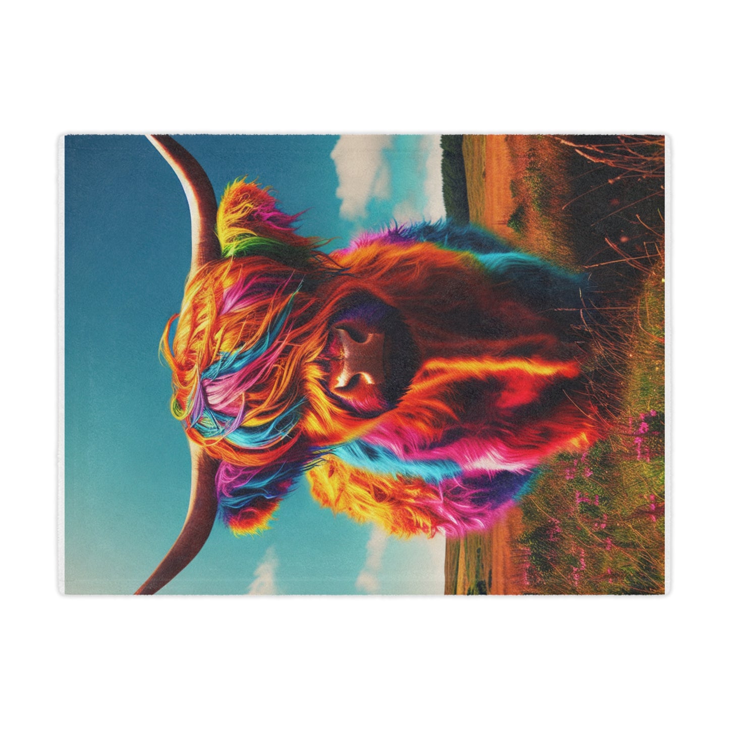 Colorful Highland Cow Minky Blanket - Soft Plush Cozy Throw, Unique Cow Lover Gift, Farmhouse Decor, Animal Print Bedding, Winter Gift Idea