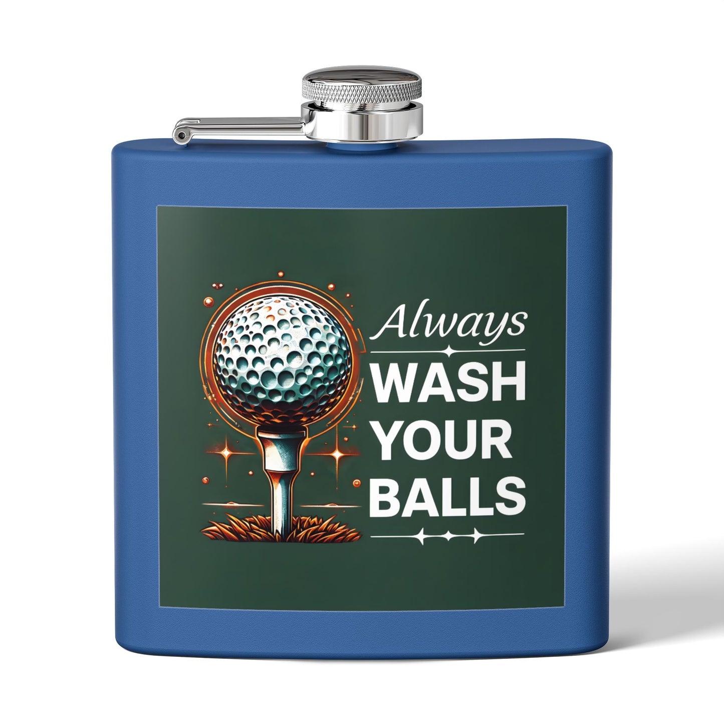 Golf-Inspired Stainless Steel Flask - Always Wash Your Balls