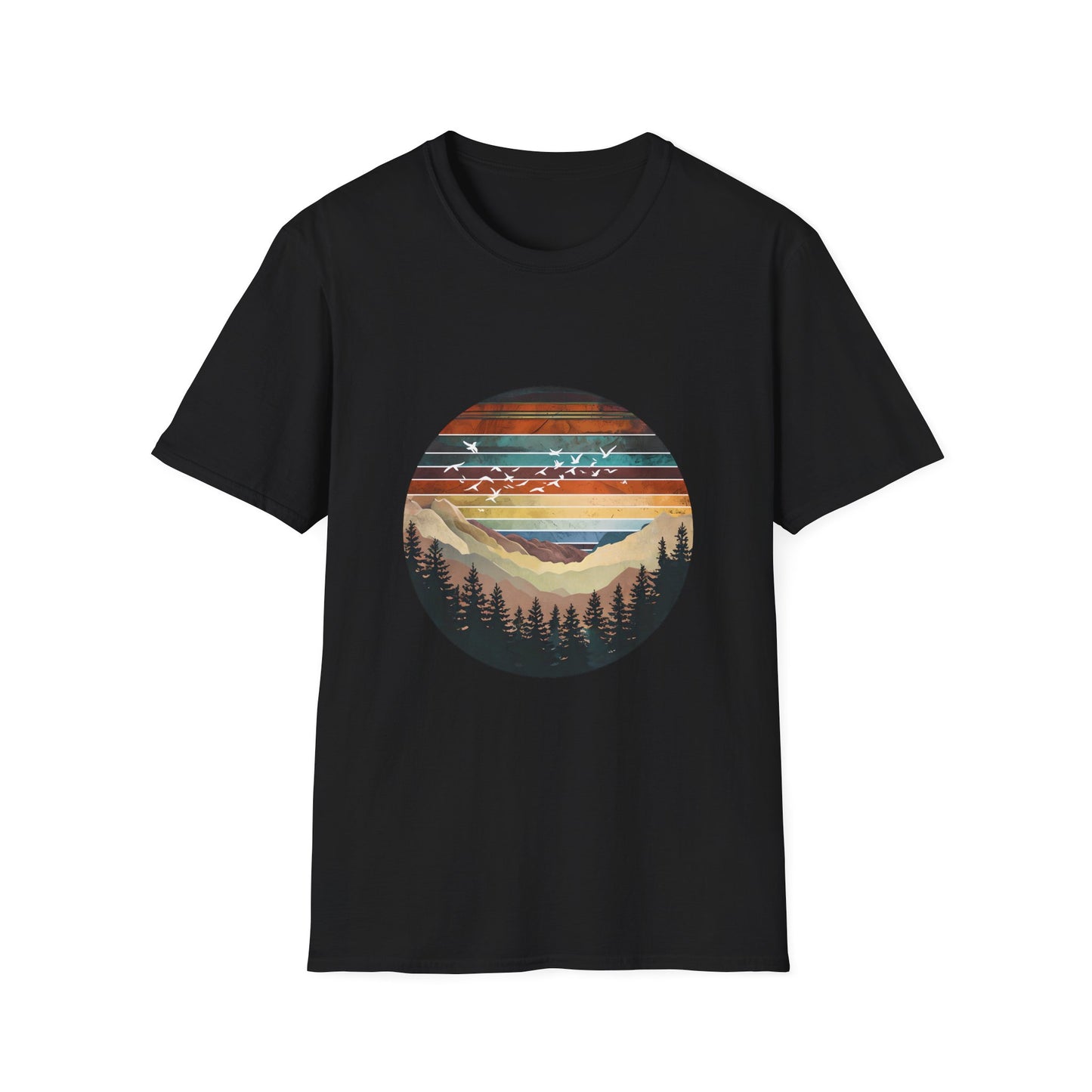 Mountain Sunset Unisex T-Shirt, Nature Lover Gift, Outdoor Adventure Tee, Summer Camp Wear, Eco-friendly Apparel, Travel Shirt