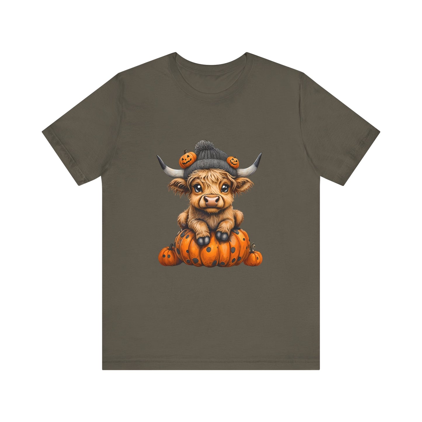 Adorable Halloween Cow T-Shirt, Cute Fall Tee, Pumpkin Farm Shirt, Gift for Animal Lovers, Unisex Halloween Jersey Tee