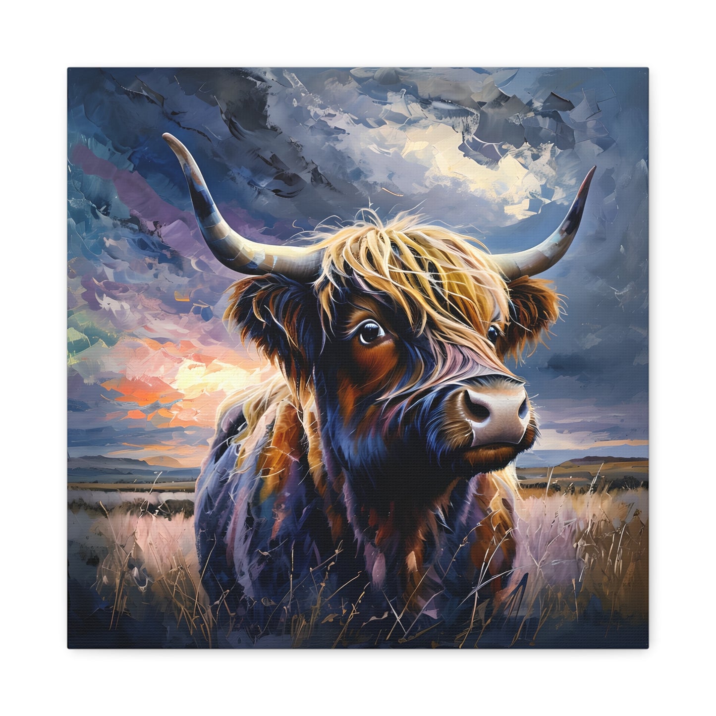 Canvas Print - Highland Cow on the plains