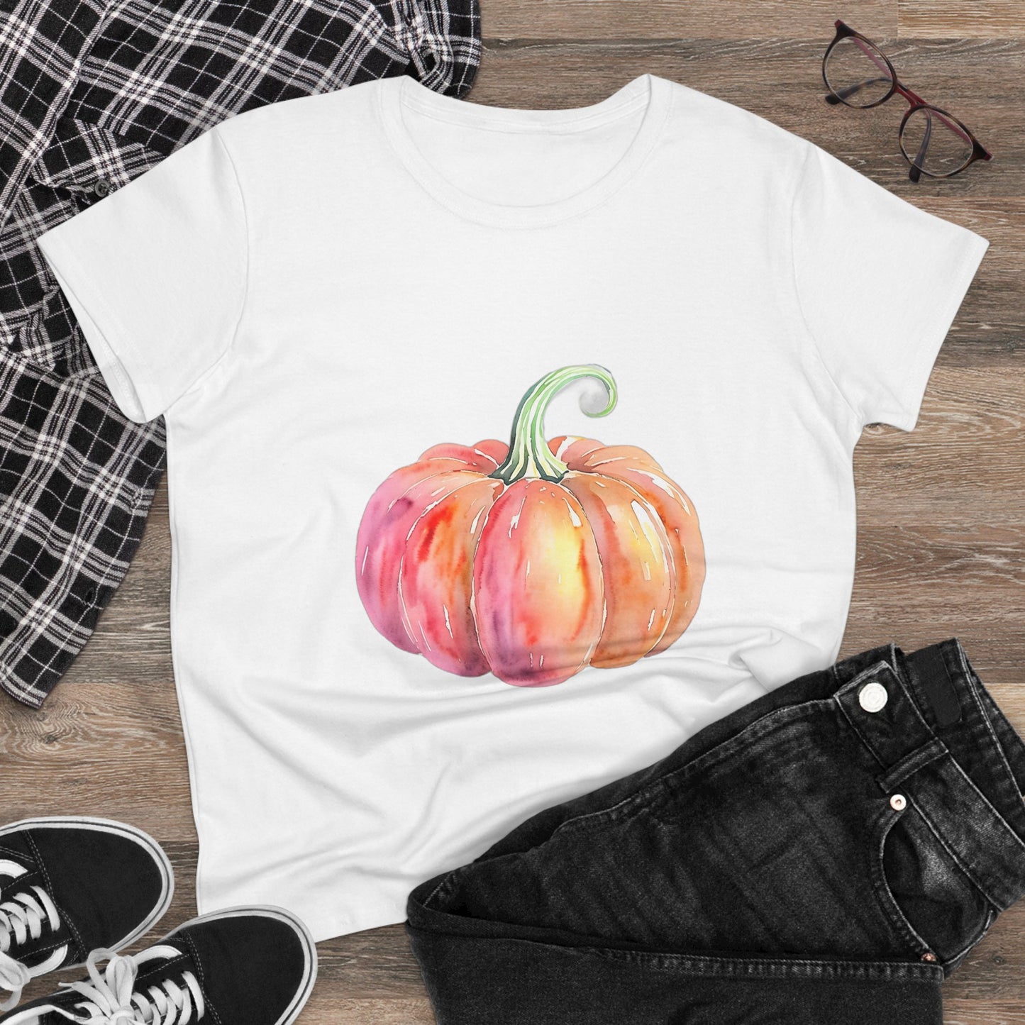 Watercolor Pumpkin Tee, Fall Shirt, Autumn Fashion, Harvest Top, Halloween Outfit, Thanksgiving Gift