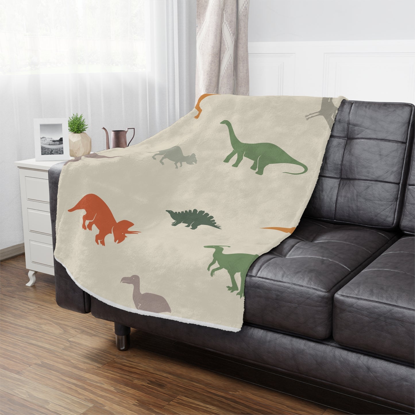 Dinosaur Blanket, Cozy Toddler Nursery Décor, Soft Baby Gift, Dino Themed Throw, Ideal for Birthdays, Minky Bedding