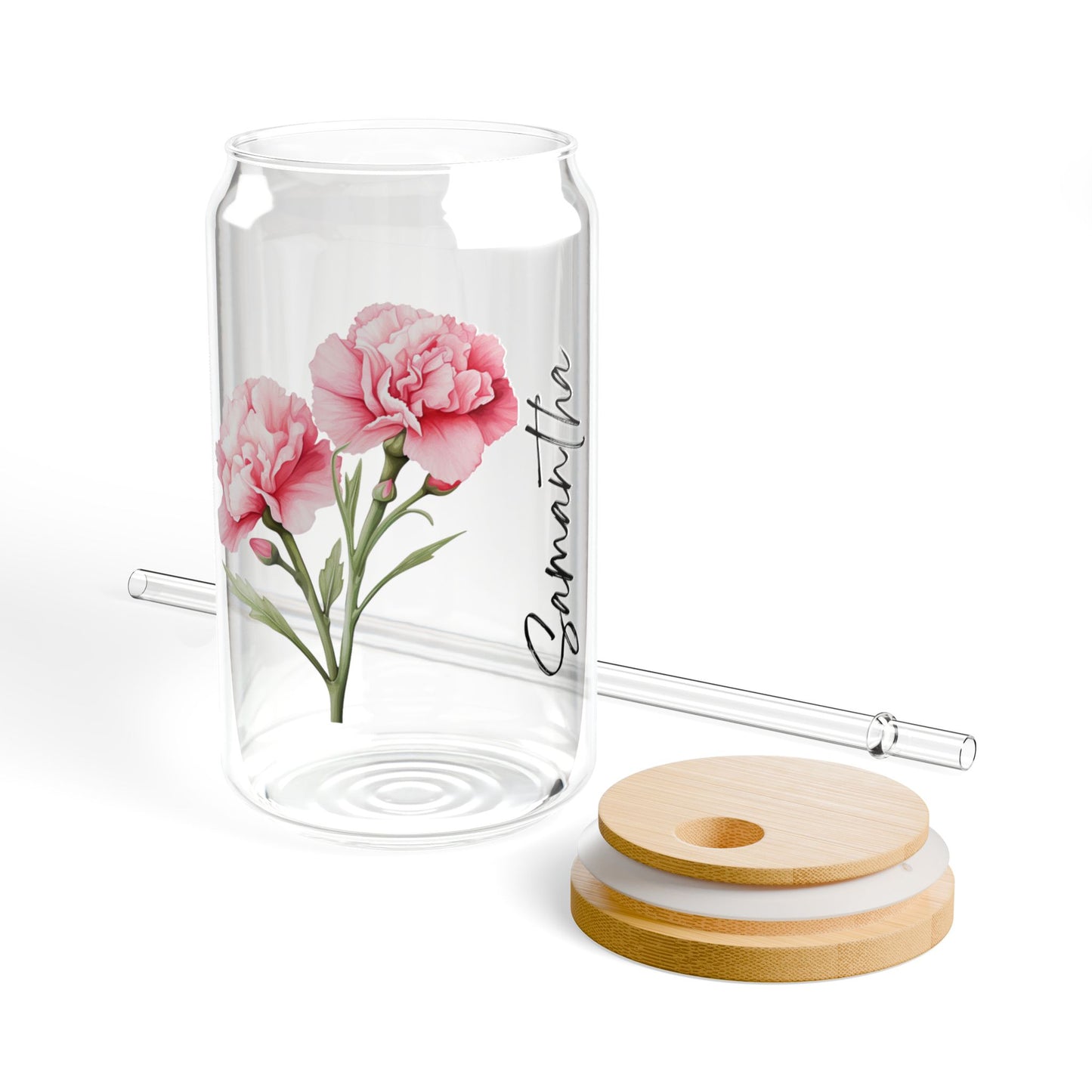 Personalized Birth Flower Sipper Glass