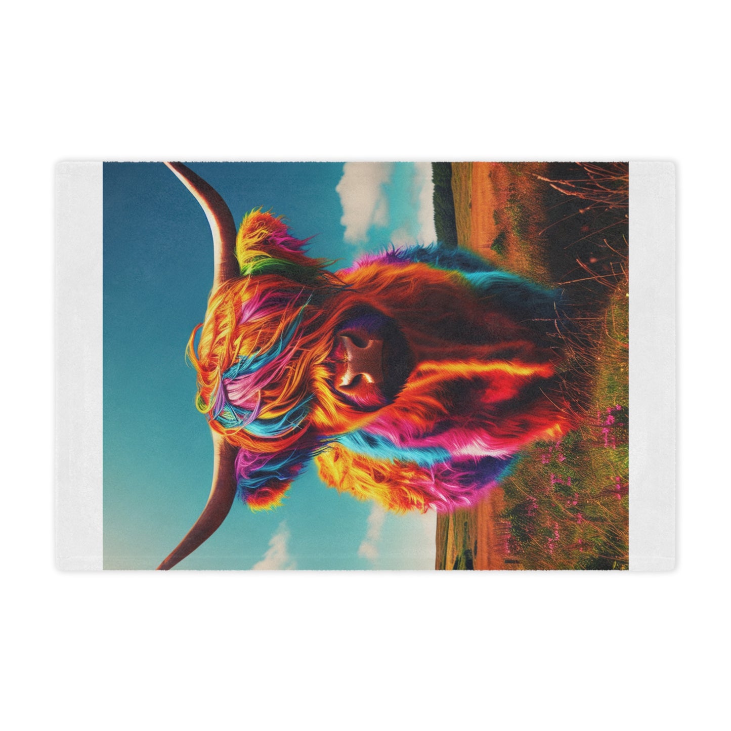 Colorful Highland Cow Minky Blanket - Soft Plush Cozy Throw, Unique Cow Lover Gift, Farmhouse Decor, Animal Print Bedding, Winter Gift Idea