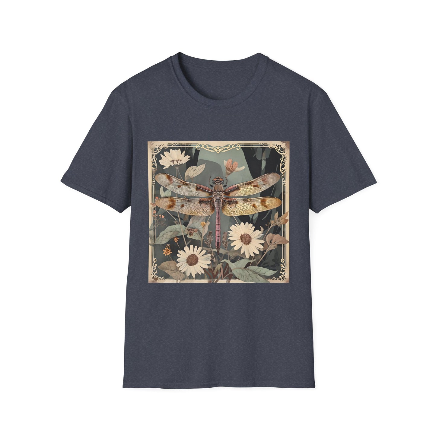 Nature-Inspired Unisex T-Shirt, Vintage Dragonfly & Floral Design, Eco-Friendly Gift, Boho Style, Perfect for Nature Lovers