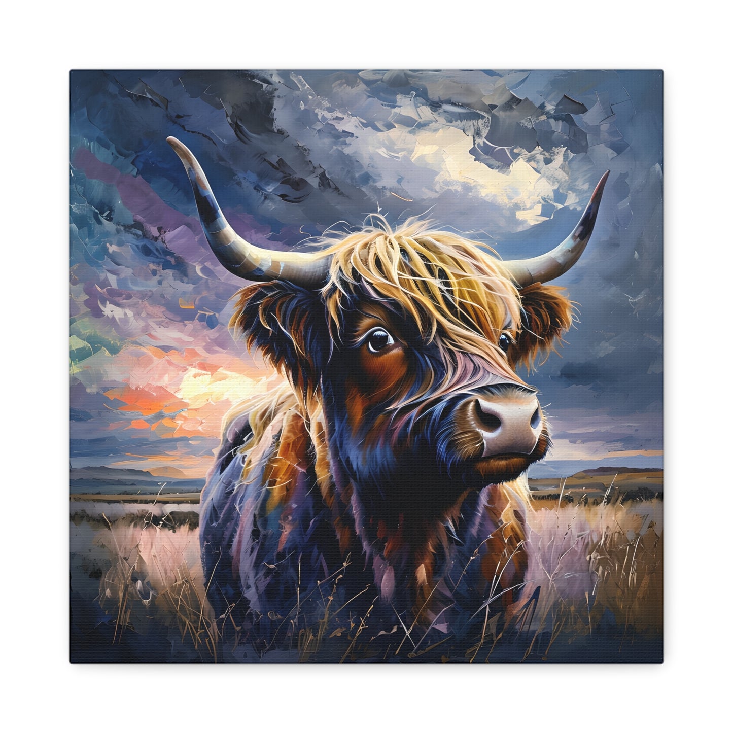 Canvas Print - Highland Cow on the plains