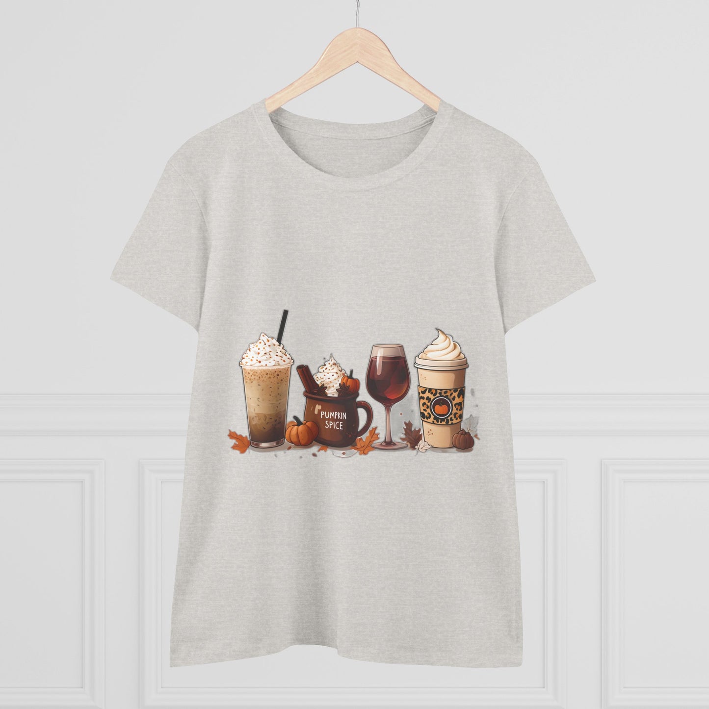 Autumnal Coffee-Themed Women's T-Shirt, Cozy Fall Tee, Pumpkin Spice Lovers Gift, Casual Everyday Wear, Thanksgiving Top