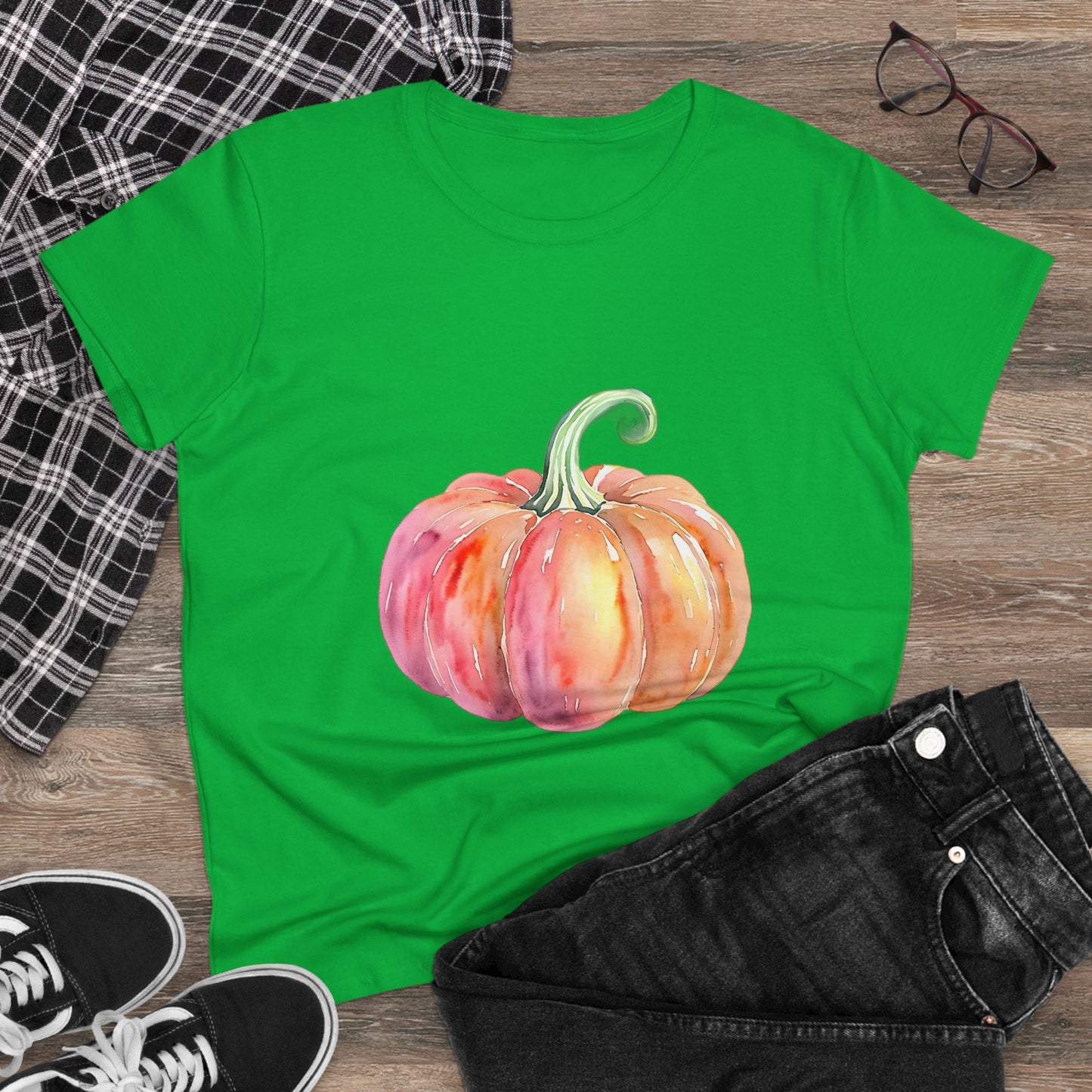 Watercolor Pumpkin Tee, Fall Shirt, Autumn Fashion, Harvest Top, Halloween Outfit, Thanksgiving Gift
