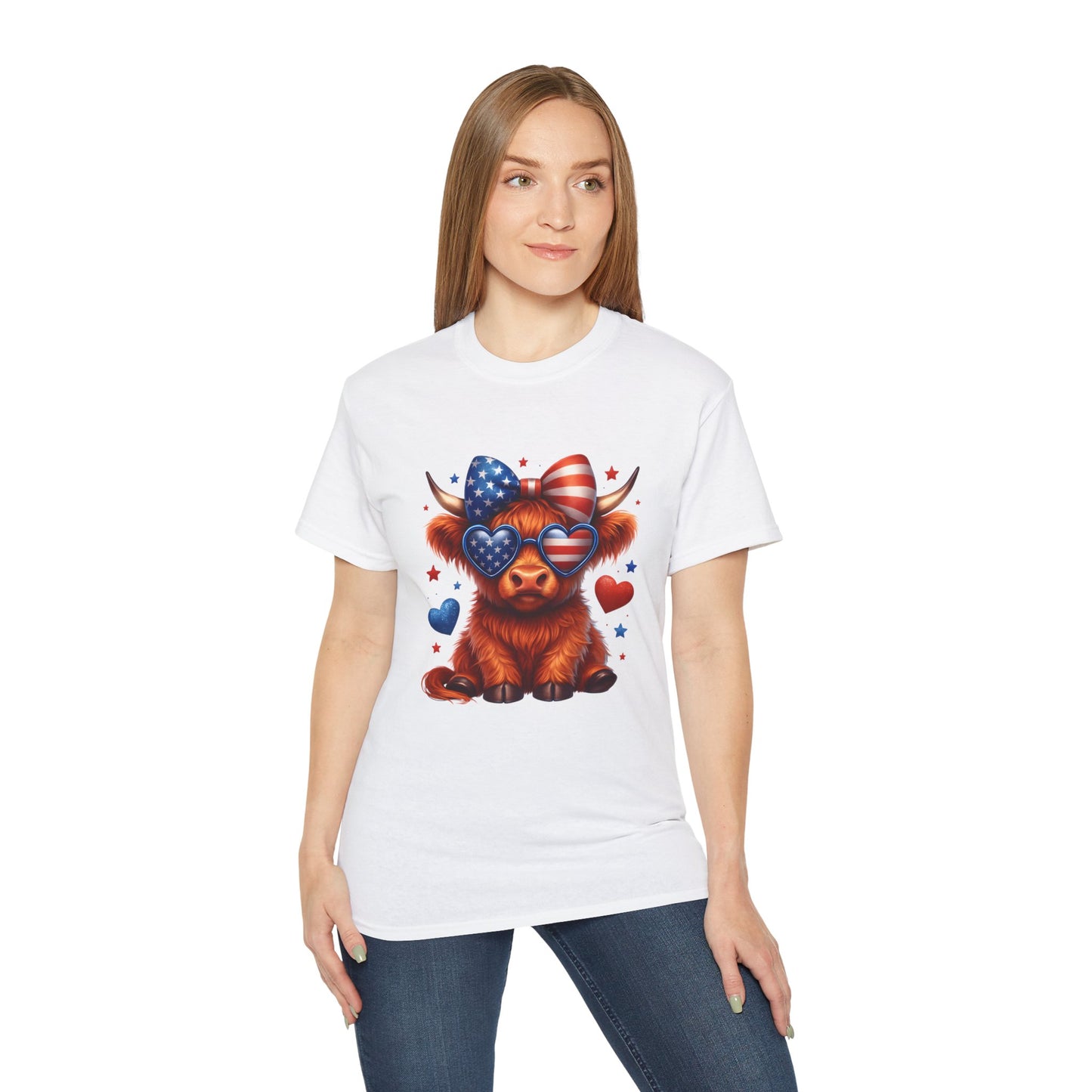 Highland Cow Patriotic Tee