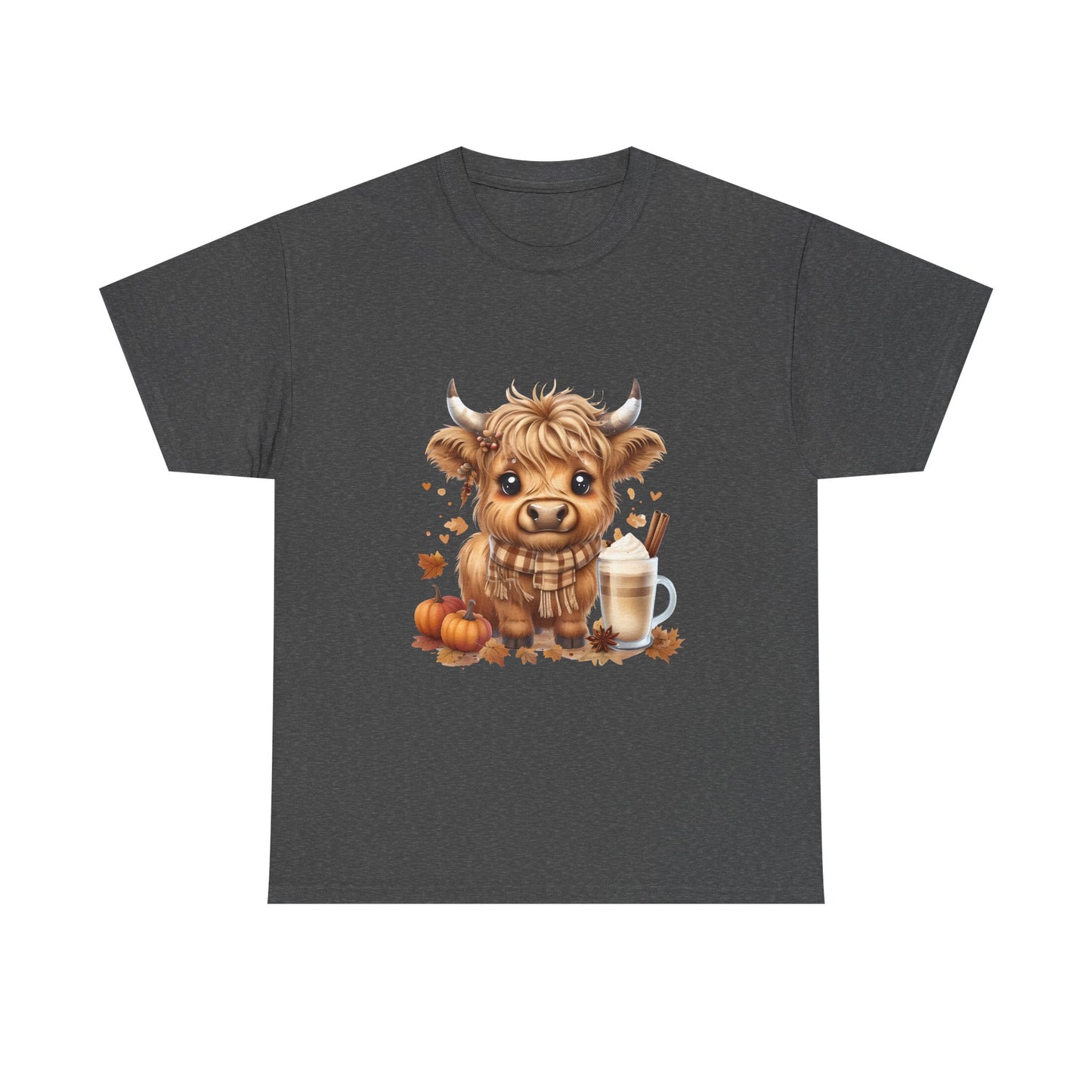 Cute Fall Harvest Cow Tee, Unisex Heavy Cotton T-Shirt, Autumn Shirt, Halloween Gift, Farm Animal Top, Cozy Seasonal Apparel