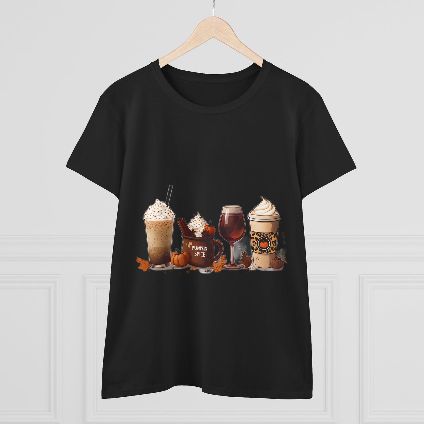 Autumnal Coffee-Themed Women's T-Shirt, Cozy Fall Tee, Pumpkin Spice Lovers Gift, Casual Everyday Wear, Thanksgiving Top