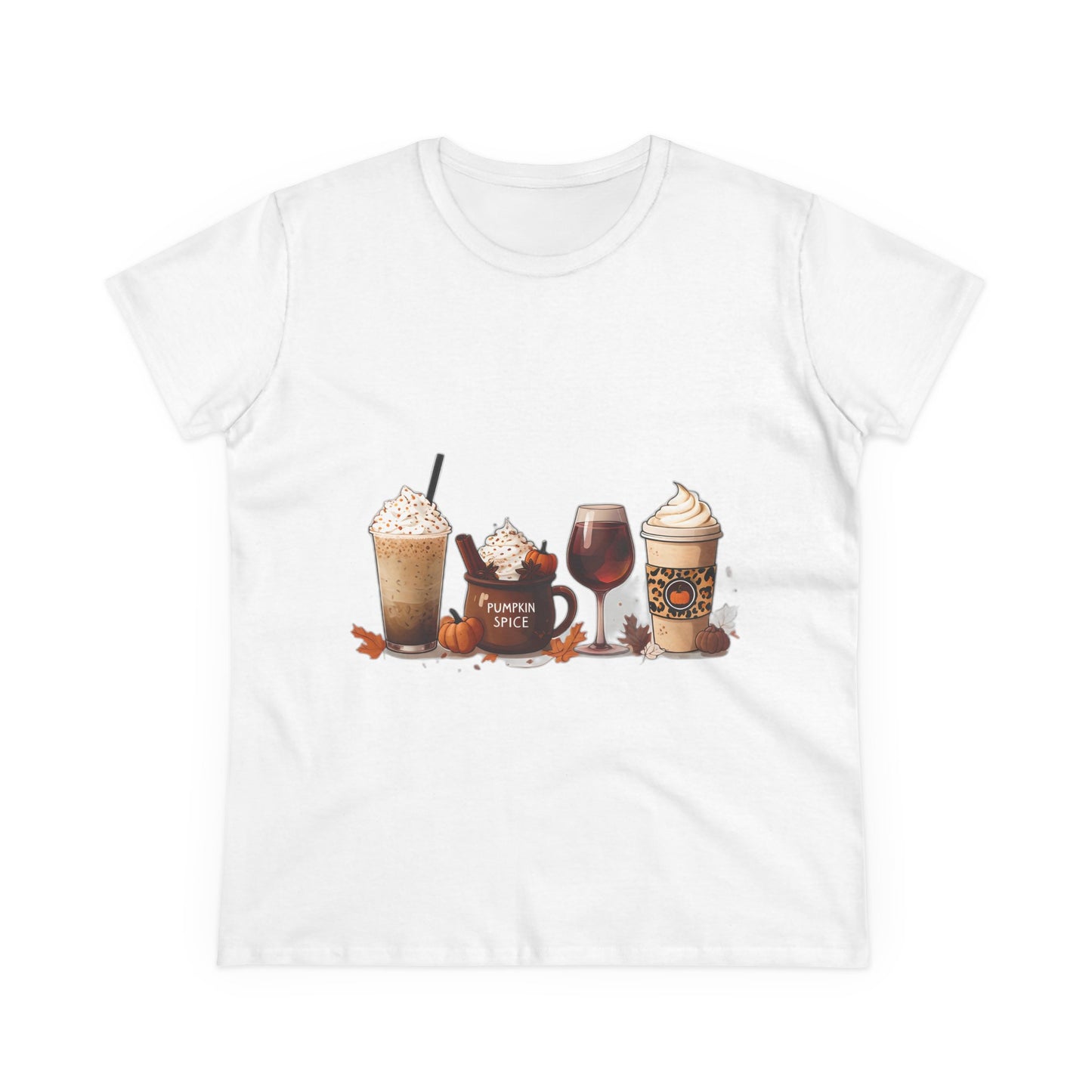 Autumnal Coffee-Themed Women's T-Shirt, Cozy Fall Tee, Pumpkin Spice Lovers Gift, Casual Everyday Wear, Thanksgiving Top
