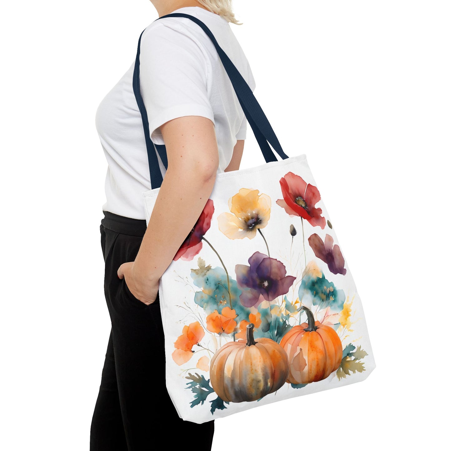 Autumn Floral Tote Bag, Fall Shopper, Flower Gift Bag, Eco-Friendly Carryall, Seasonal Market Tote - Perfect for Thanksgiving & Everyday Use