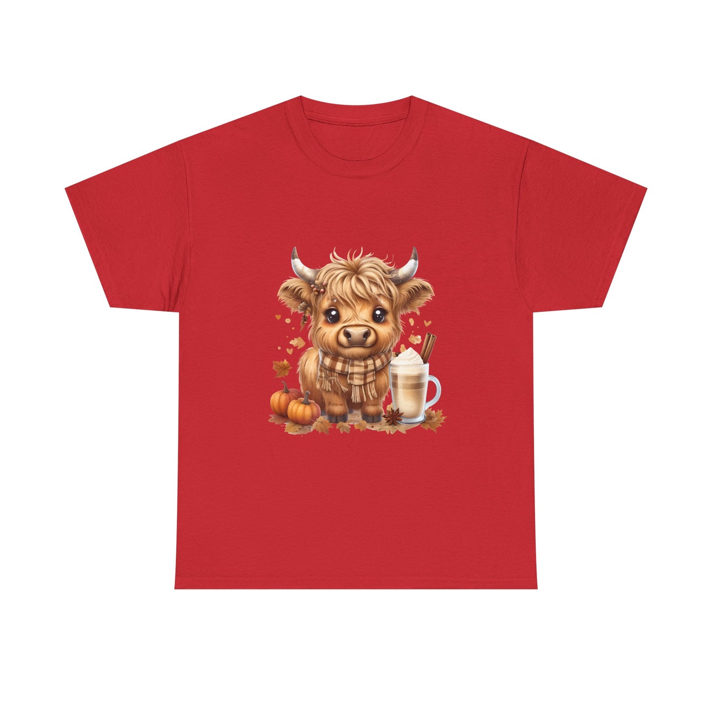 Cute Fall Harvest Cow Tee, Unisex Heavy Cotton T-Shirt, Autumn Shirt, Halloween Gift, Farm Animal Top, Cozy Seasonal Apparel