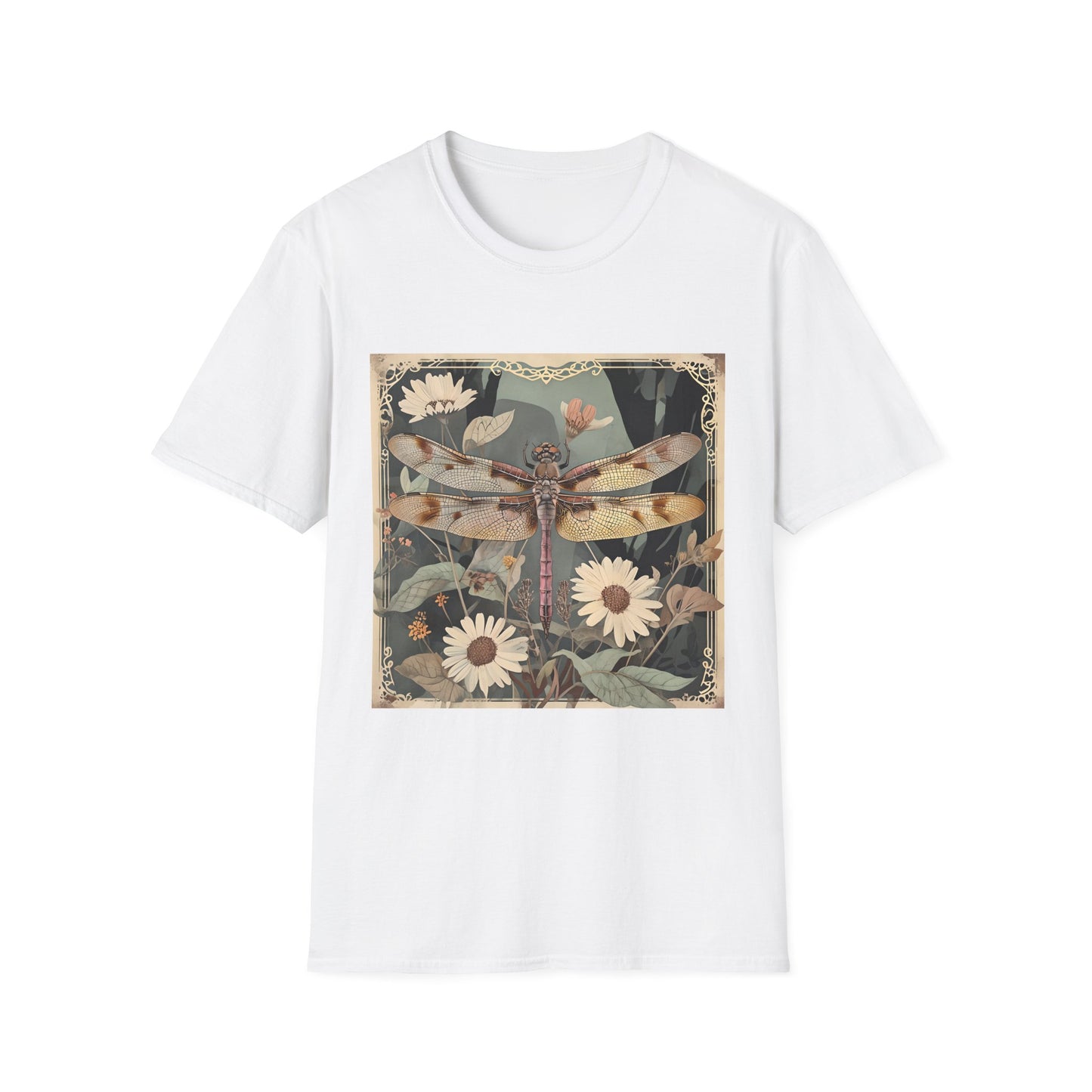 Nature-Inspired Unisex T-Shirt, Vintage Dragonfly & Floral Design, Eco-Friendly Gift, Boho Style, Perfect for Nature Lovers
