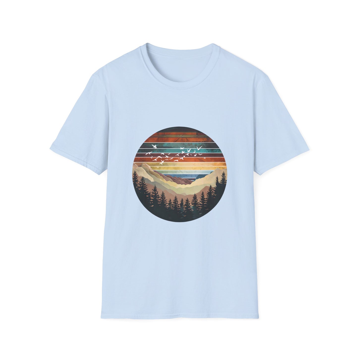 Mountain Sunset Unisex T-Shirt, Nature Lover Gift, Outdoor Adventure Tee, Summer Camp Wear, Eco-friendly Apparel, Travel Shirt