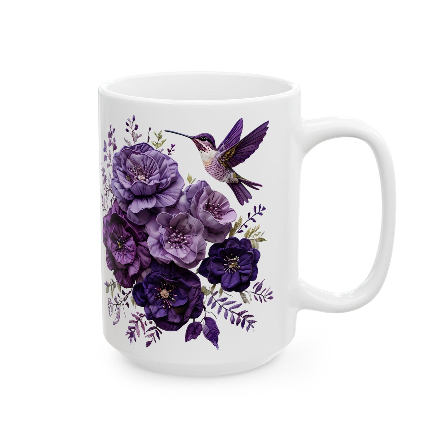 Floral Mug - Elegant 15oz Ceramic Mug, Perfect Gift for Nature Lovers