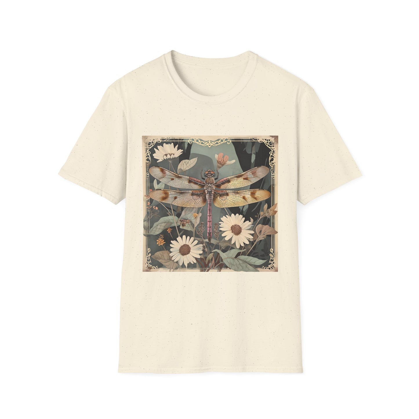 Nature-Inspired Unisex T-Shirt, Vintage Dragonfly & Floral Design, Eco-Friendly Gift, Boho Style, Perfect for Nature Lovers