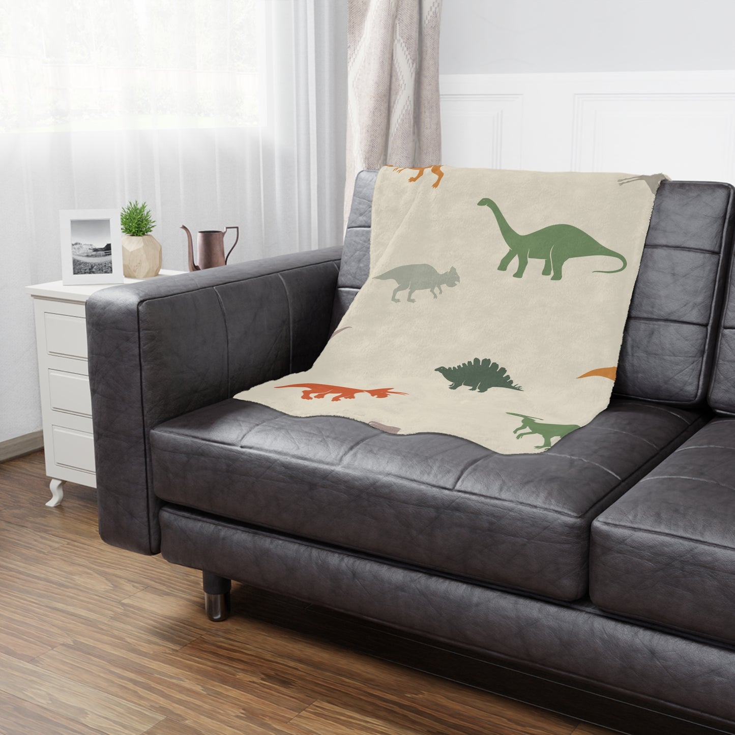 Dinosaur Blanket, Cozy Toddler Nursery Décor, Soft Baby Gift, Dino Themed Throw, Ideal for Birthdays, Minky Bedding