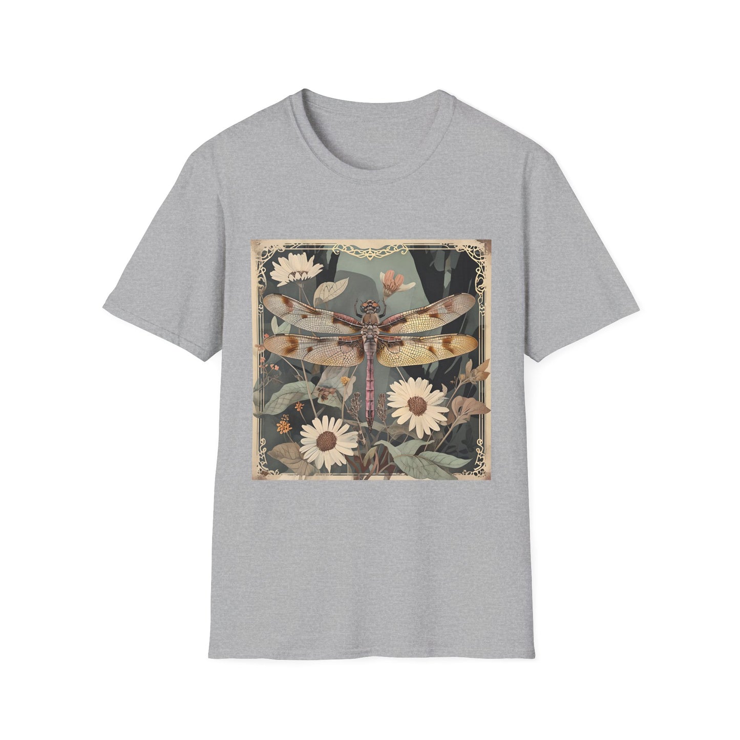 Nature-Inspired Unisex T-Shirt, Vintage Dragonfly & Floral Design, Eco-Friendly Gift, Boho Style, Perfect for Nature Lovers