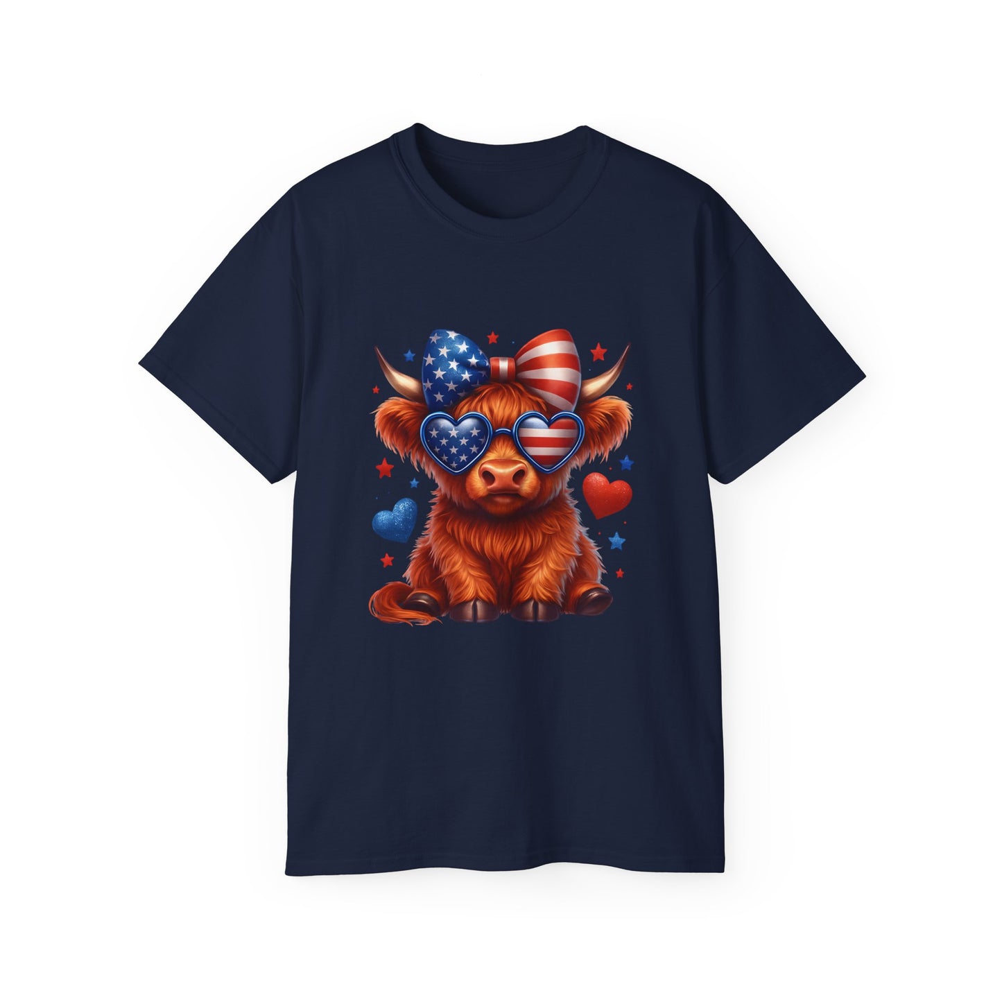 Highland Cow Patriotic Tee
