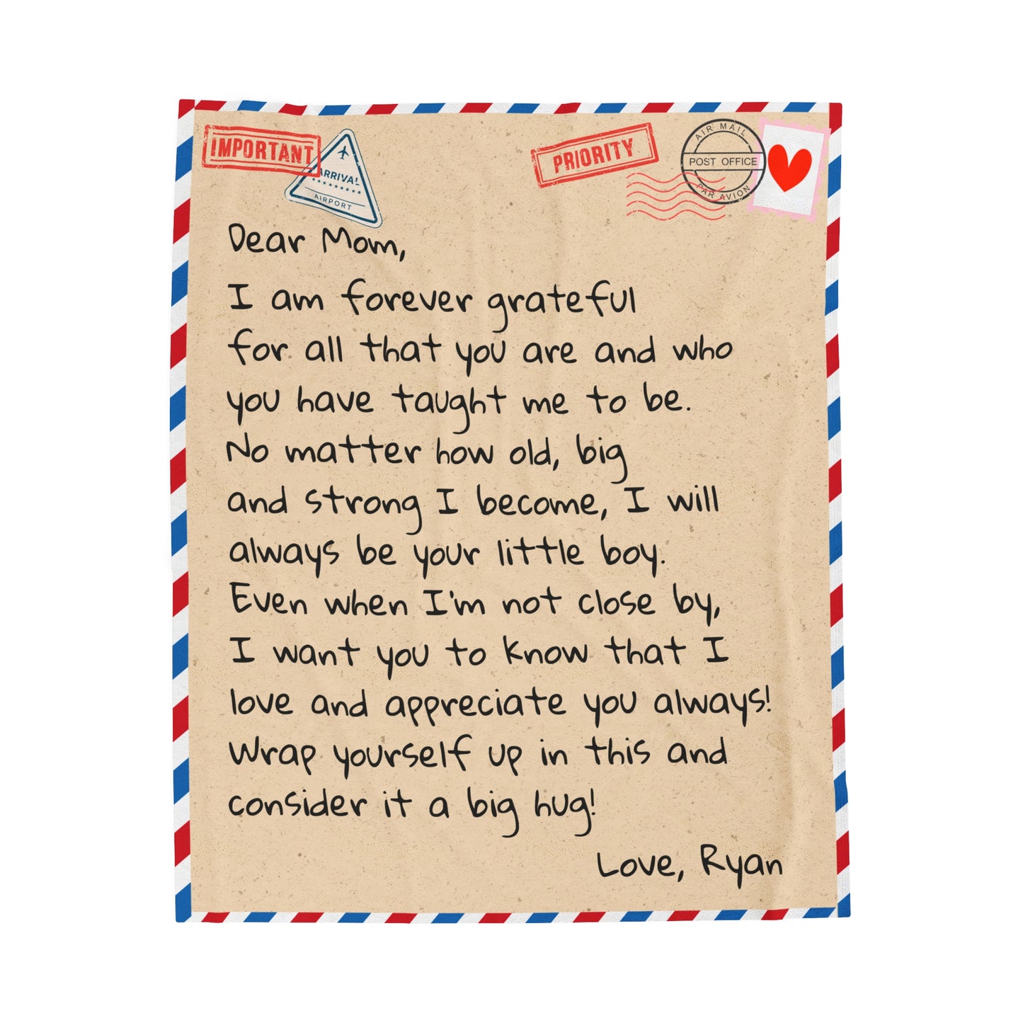 Plush Blanket - Dear Mom from Son Design