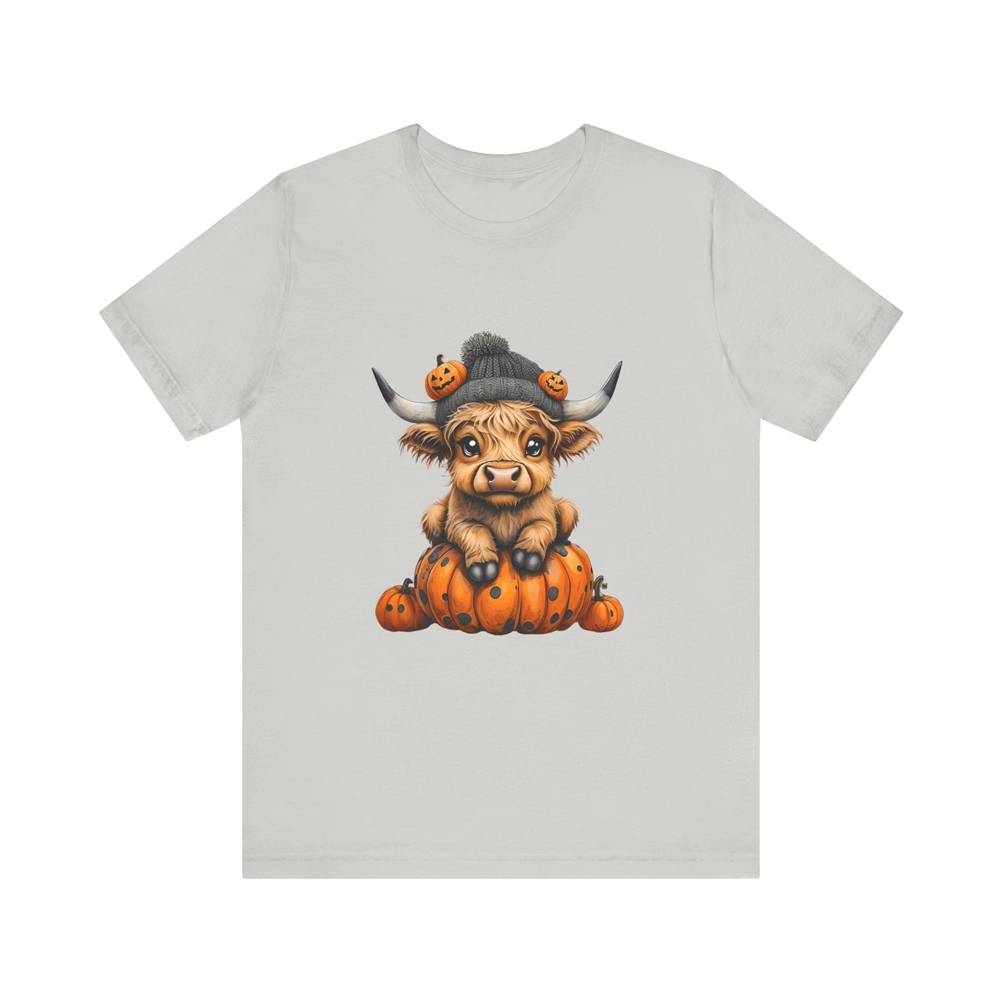 Adorable Halloween Cow T-Shirt, Cute Fall Tee, Pumpkin Farm Shirt, Gift for Animal Lovers, Unisex Halloween Jersey Tee