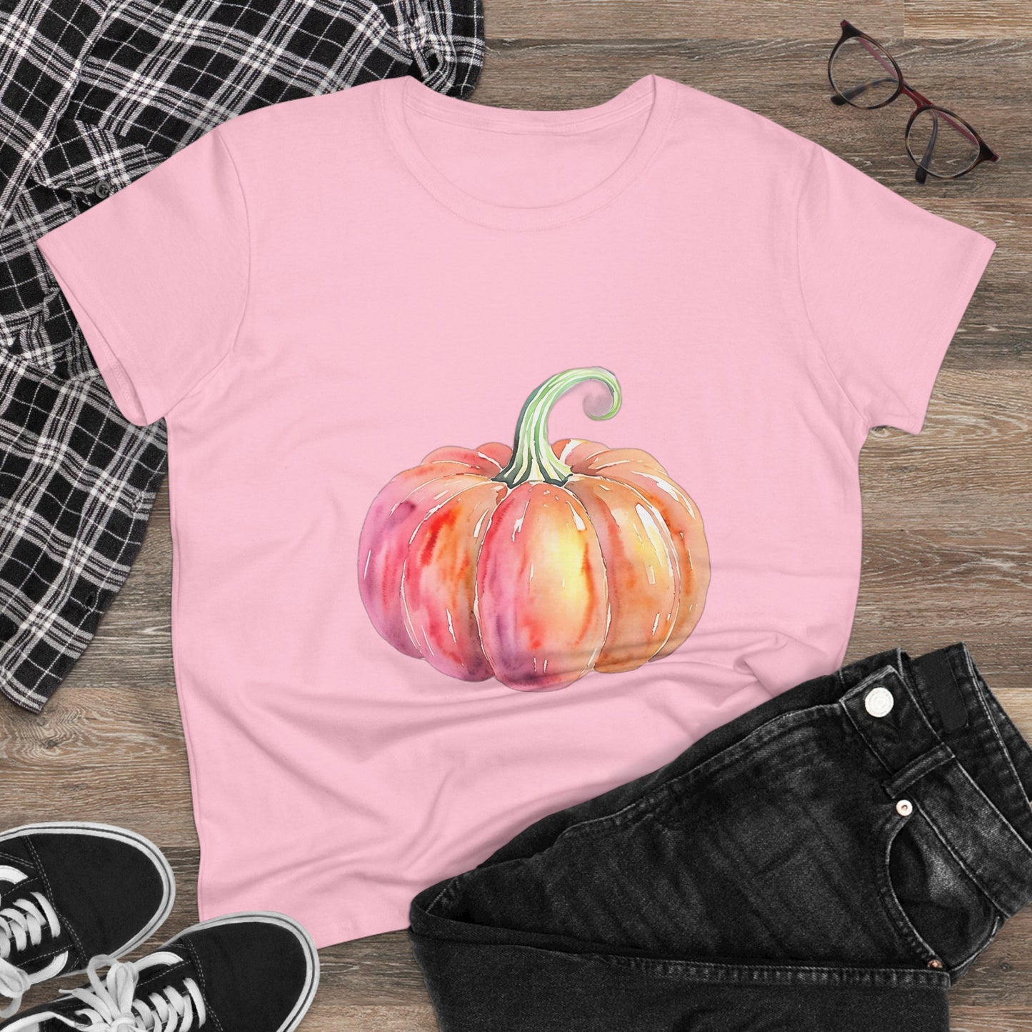Watercolor Pumpkin Tee, Fall Shirt, Autumn Fashion, Harvest Top, Halloween Outfit, Thanksgiving Gift